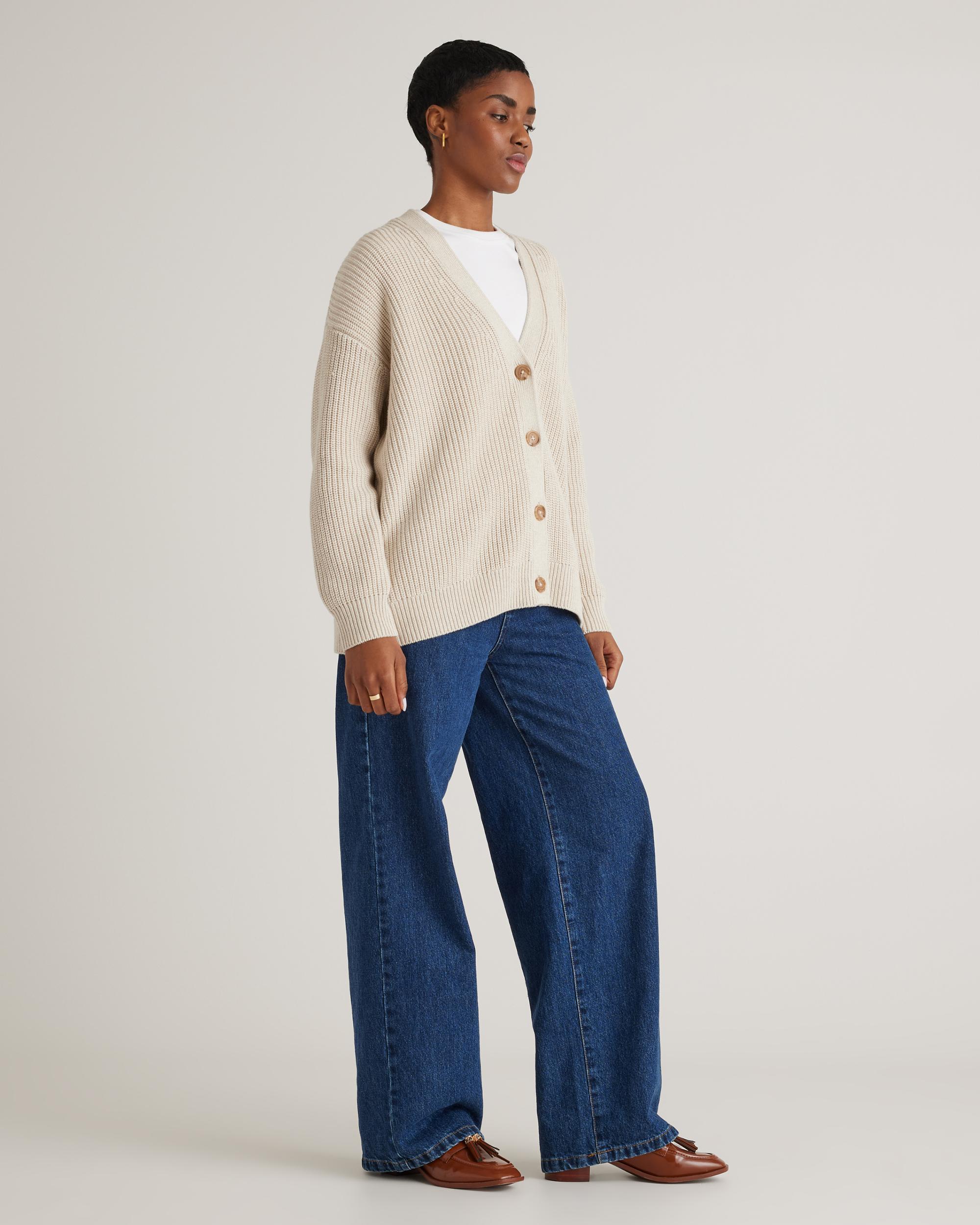 Quince | Women's Oversized Boyfriend Cardigan Sweater Organic Cotton Product Image