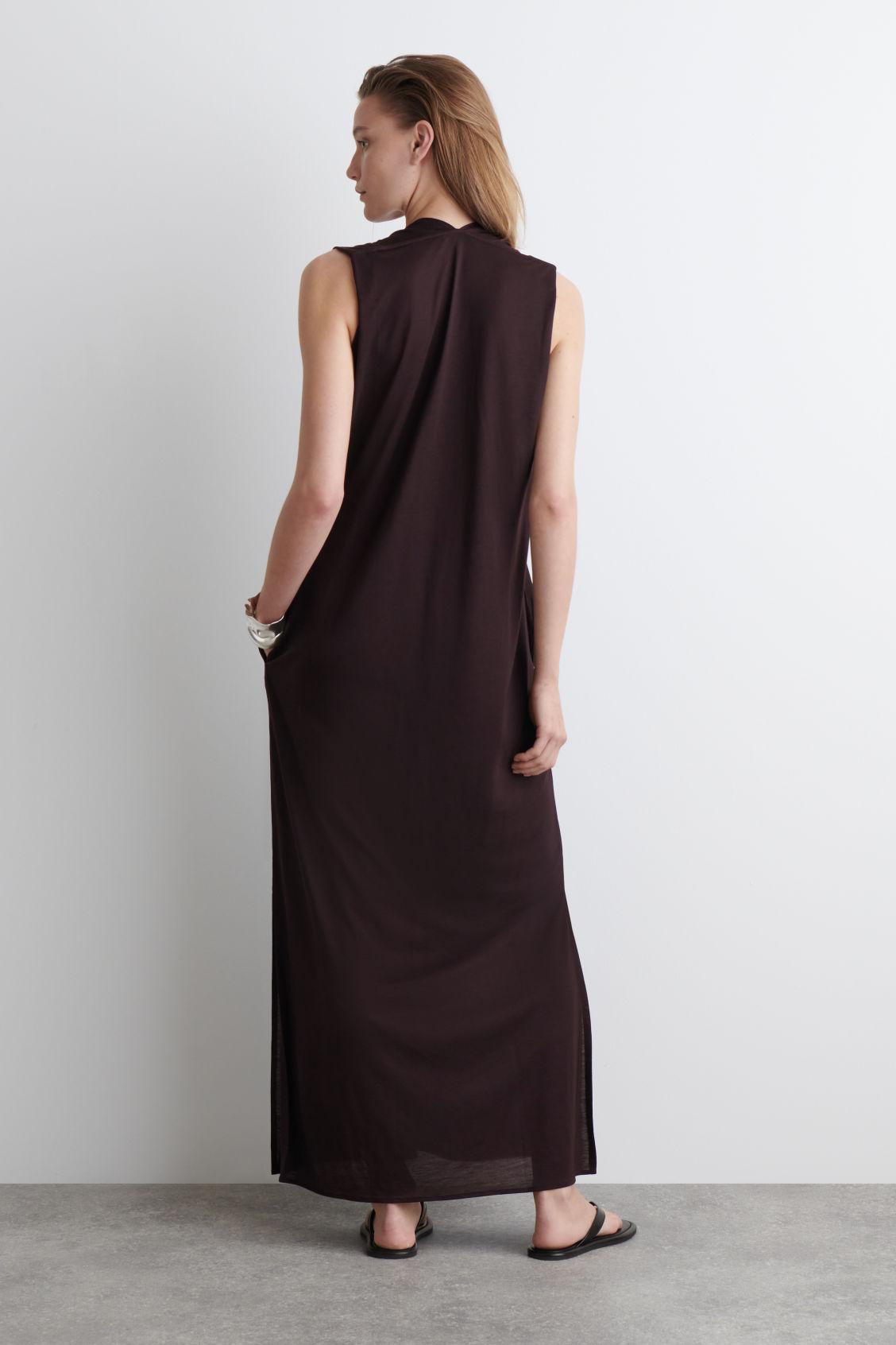 DRAPED V-NECK MAXI DRESS Product Image