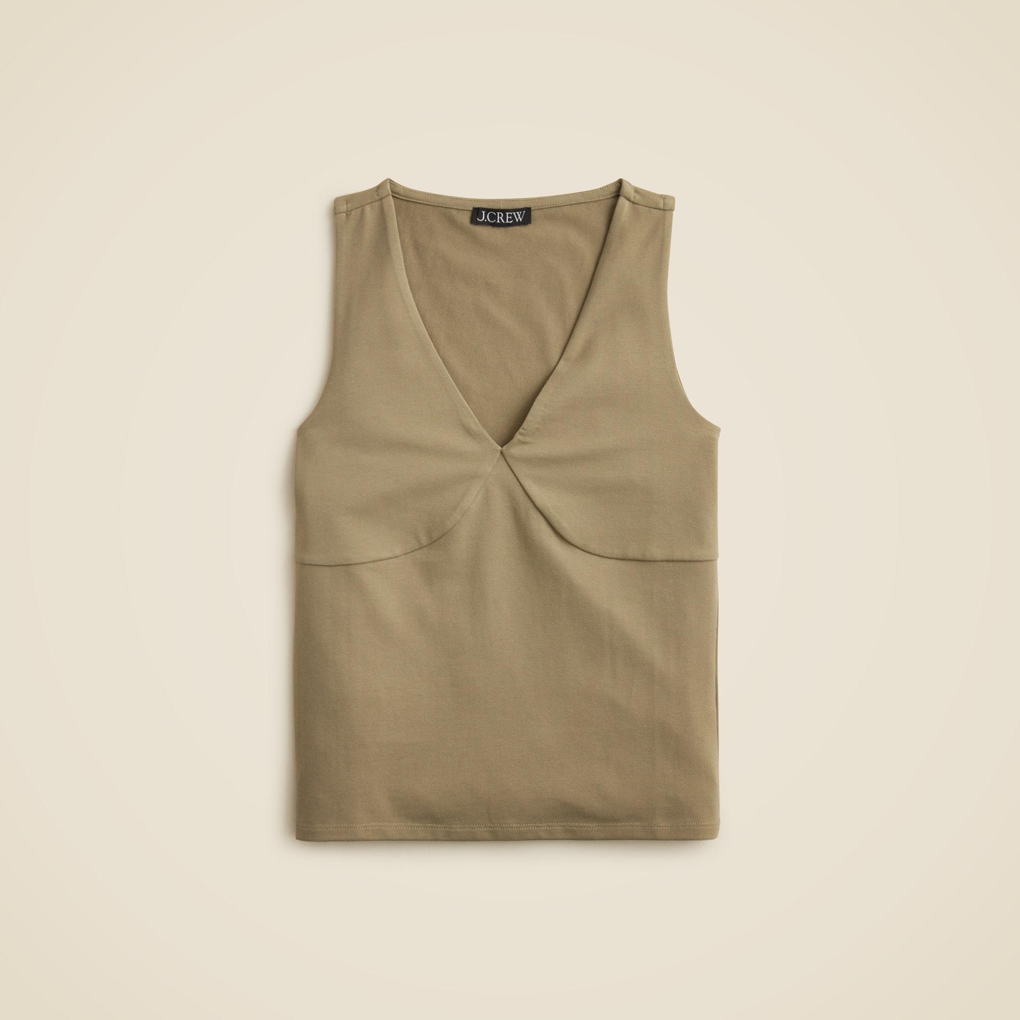 Stretch cotton-blend V-neck top Product Image