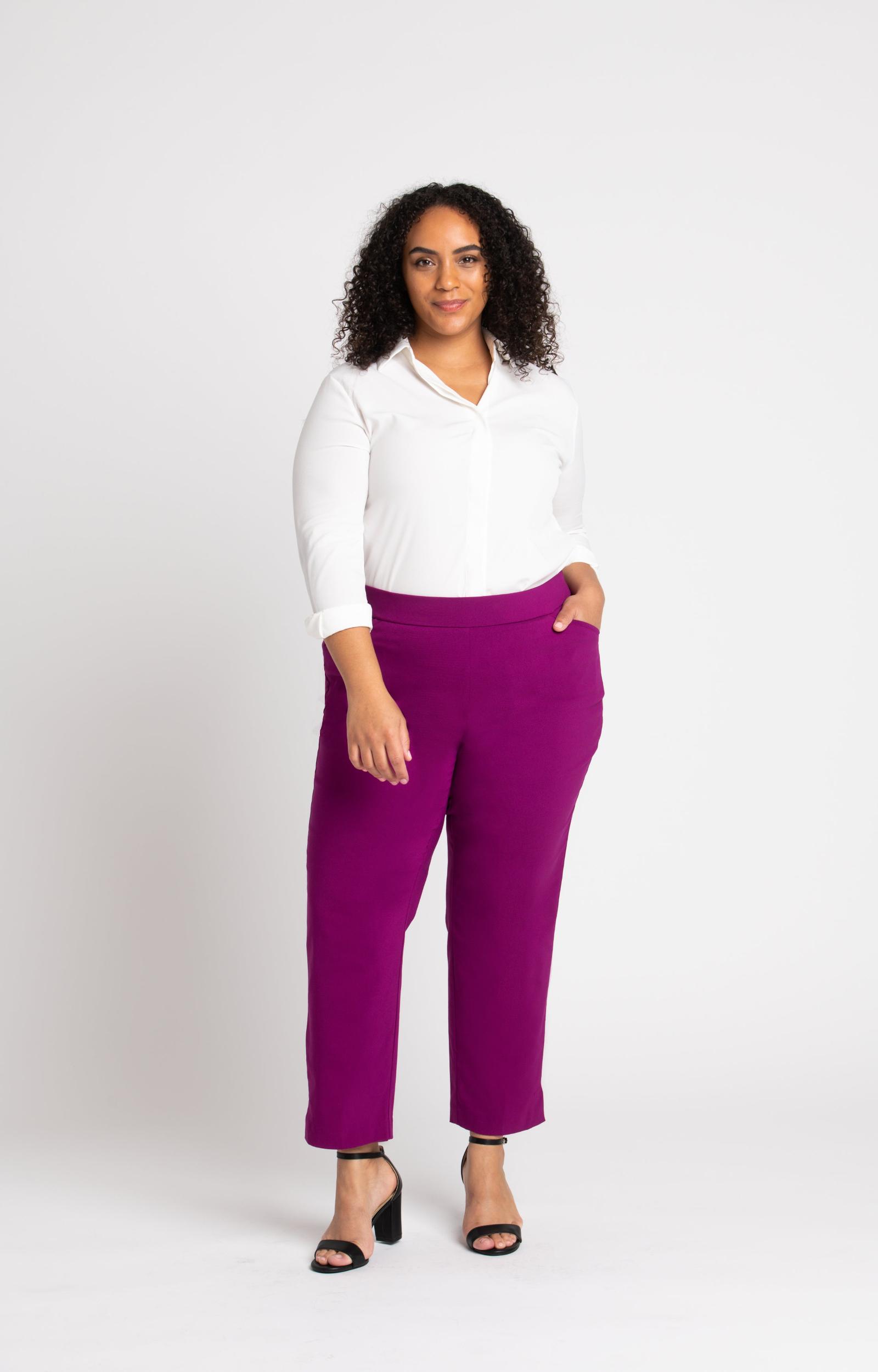 Roz & Ali™ Superstretch Magenta Pull On Ankle Pants - Plus Product Image
