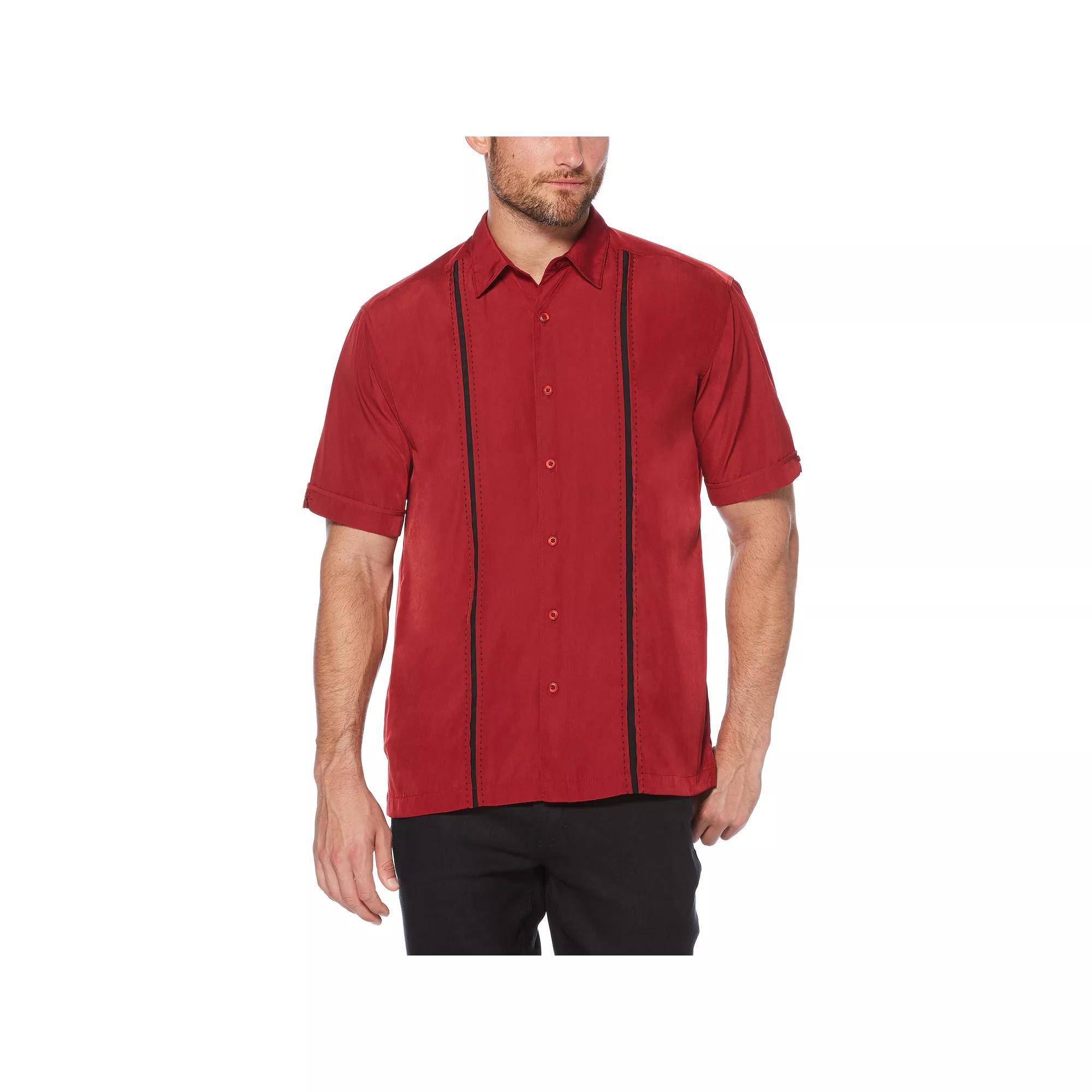 Men's Cubavera Classic-Fit Paneled Button-Down Shirt, Size: Small, Black Product Image