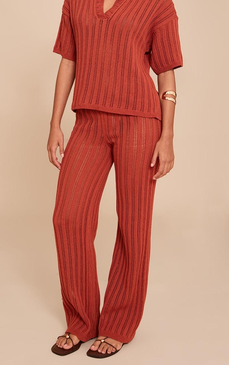  Rust Crochet Knit Pant Product Image