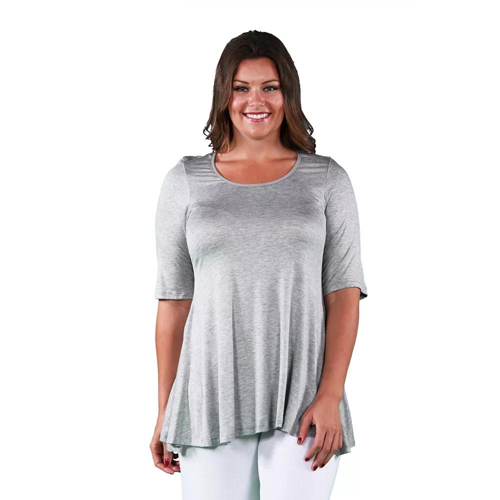 Plus Size 24Seven Comfort Apparel Elbow Swing Tunic Top, Womens Green Product Image