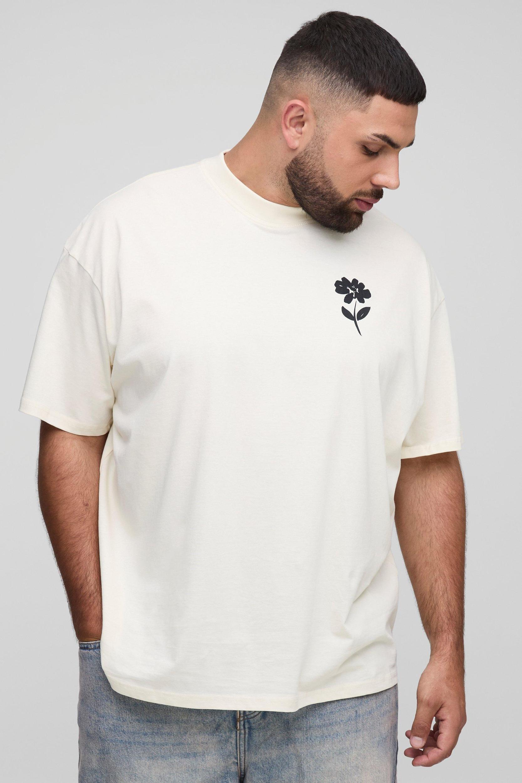 Plus Floral Graphic Oversized T-Shirt | boohooMAN USA Product Image