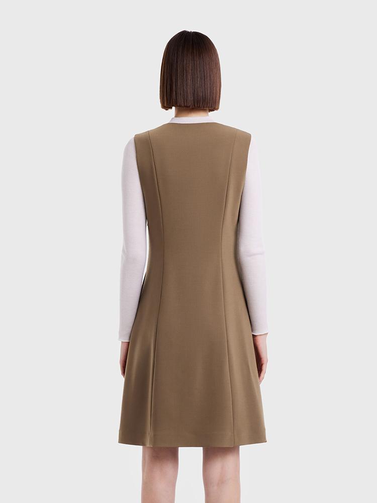 Double Layer Worsted Woolen Vest Dress Product Image