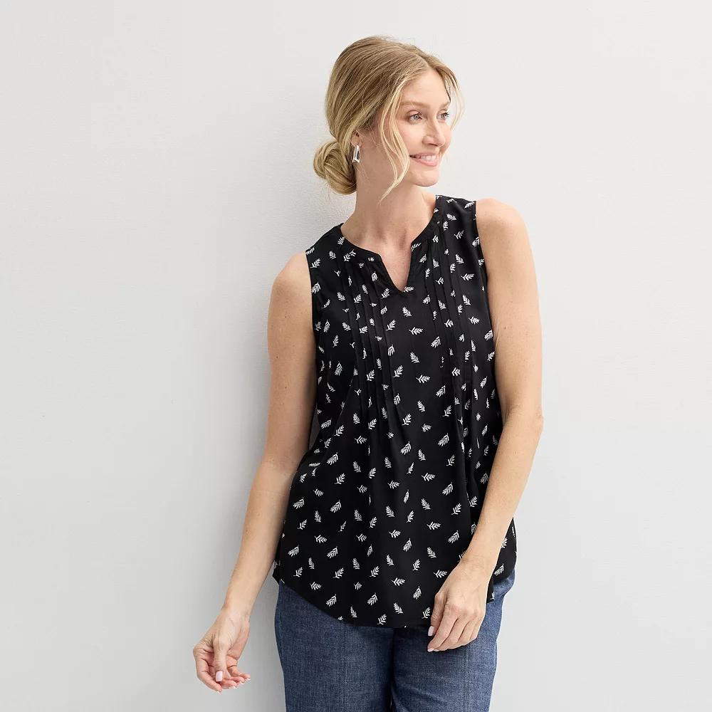 Petite Croft & Barrow® Pintuck Sleeveless Shell Top, Women's,  Product Image