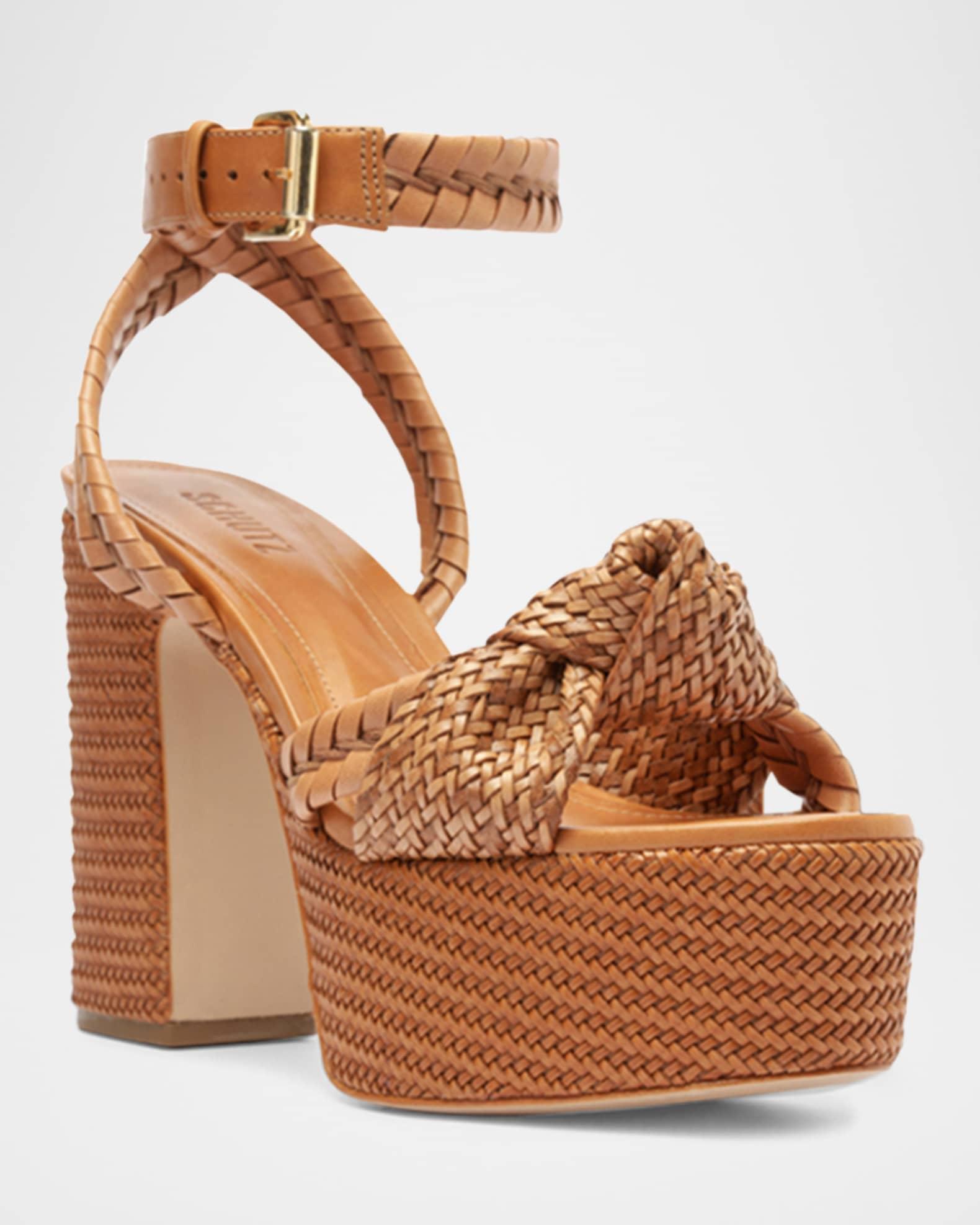 Khari Knotted Leather Ankle-Strap Platform Sandals Product Image