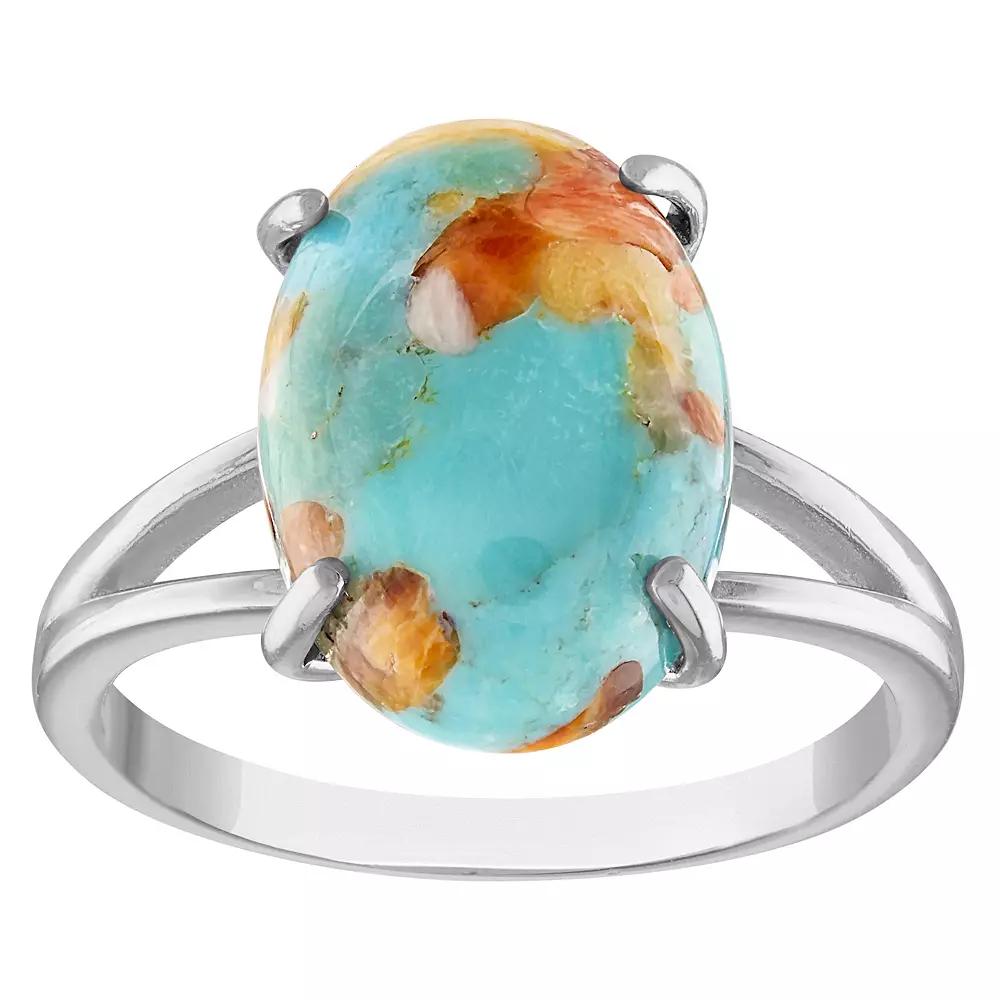 Designs by Gioelli Sterling Silver Oyster Turquoise Ring, Womens Product Image