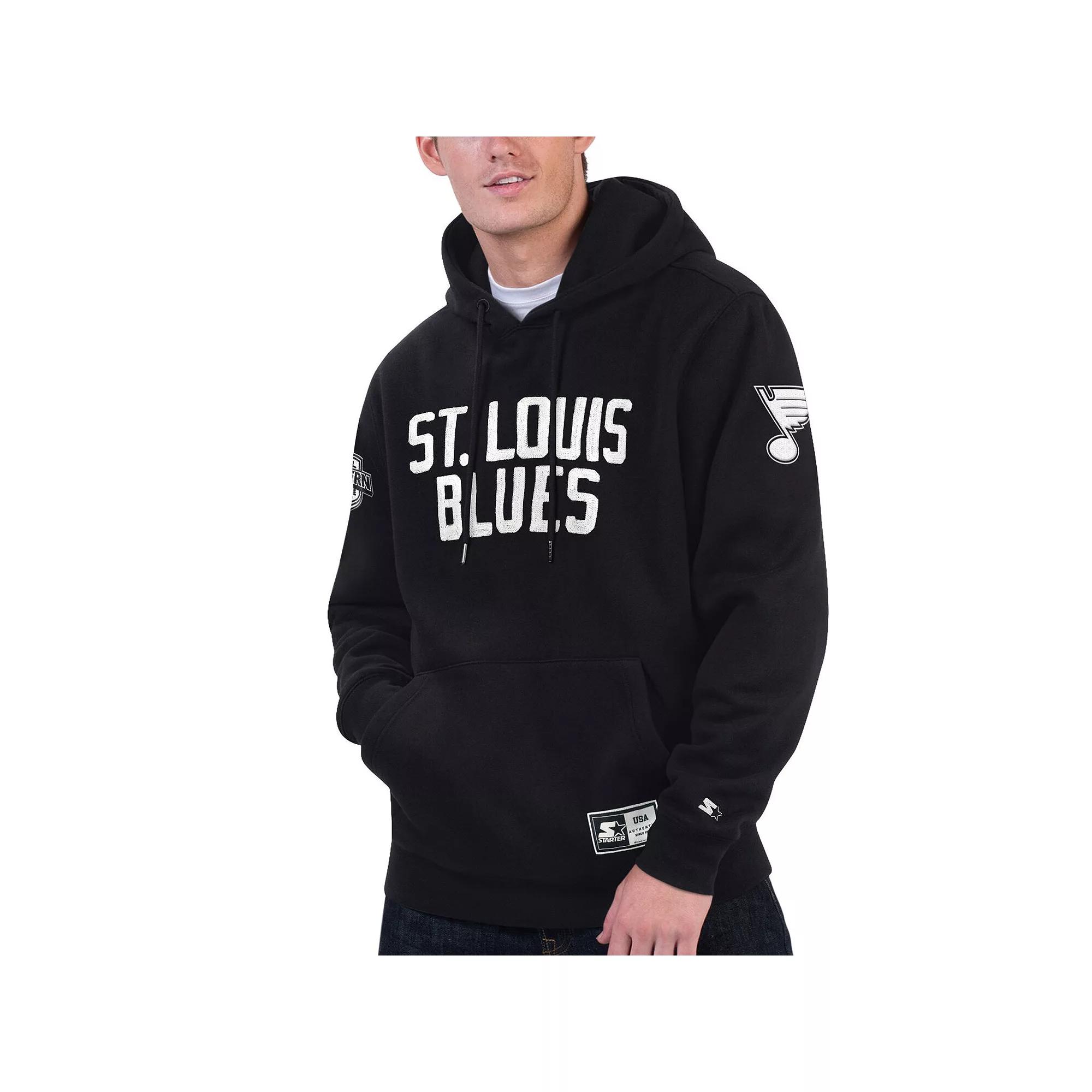 Men's Starter x NHL Black Ice Black St. Louis Blues Pullover Hoodie, Size: Small Product Image