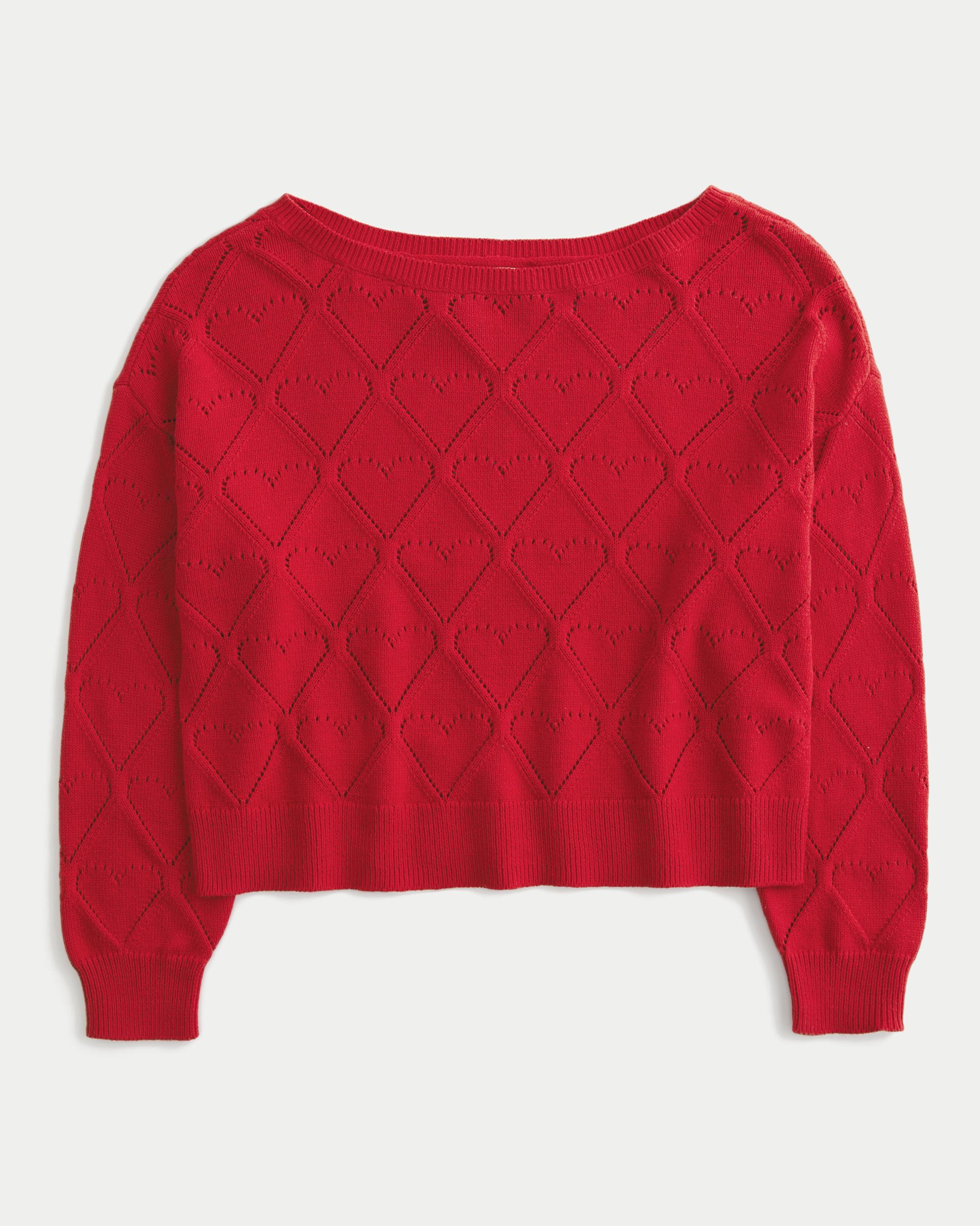 Easy Heart Graphic Off-the-Shoulder Sweater Product Image