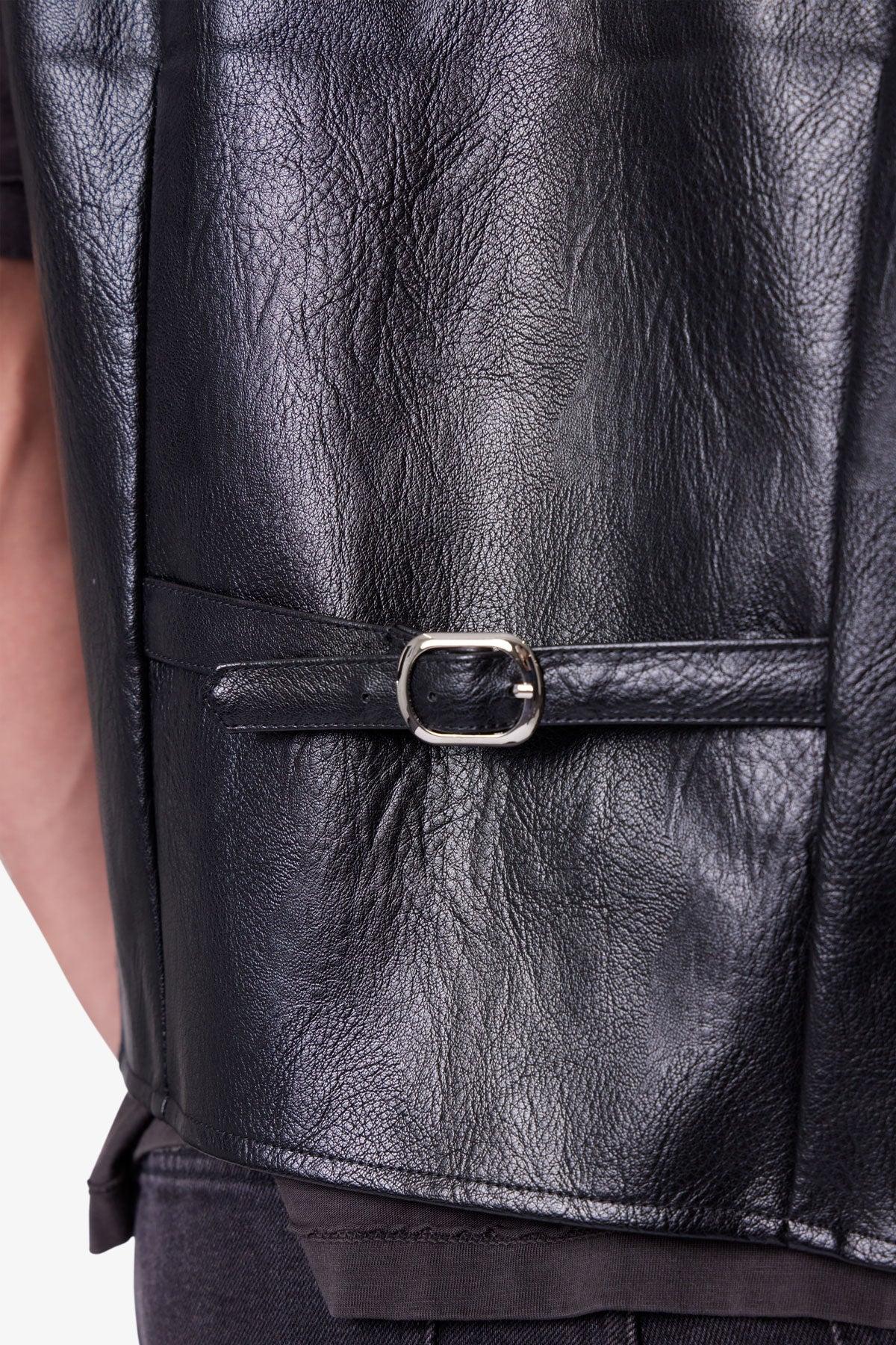 Vintage Biker Vest - Black Product Image