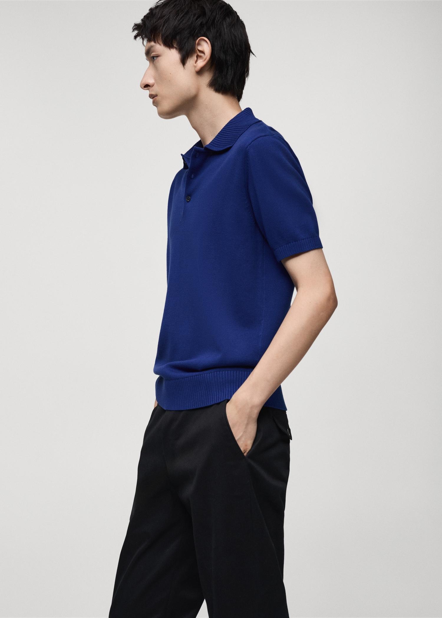 100% cotton knitted polo shirt - Men | MANGO USA Product Image
