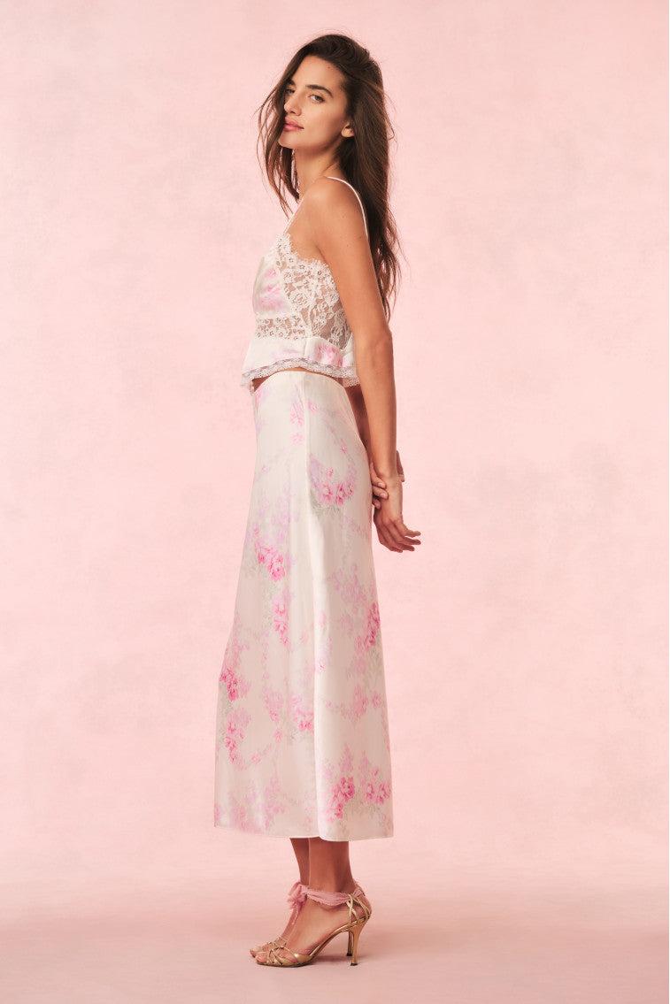 Castle Satin Floral Maxi Skirt Product Image