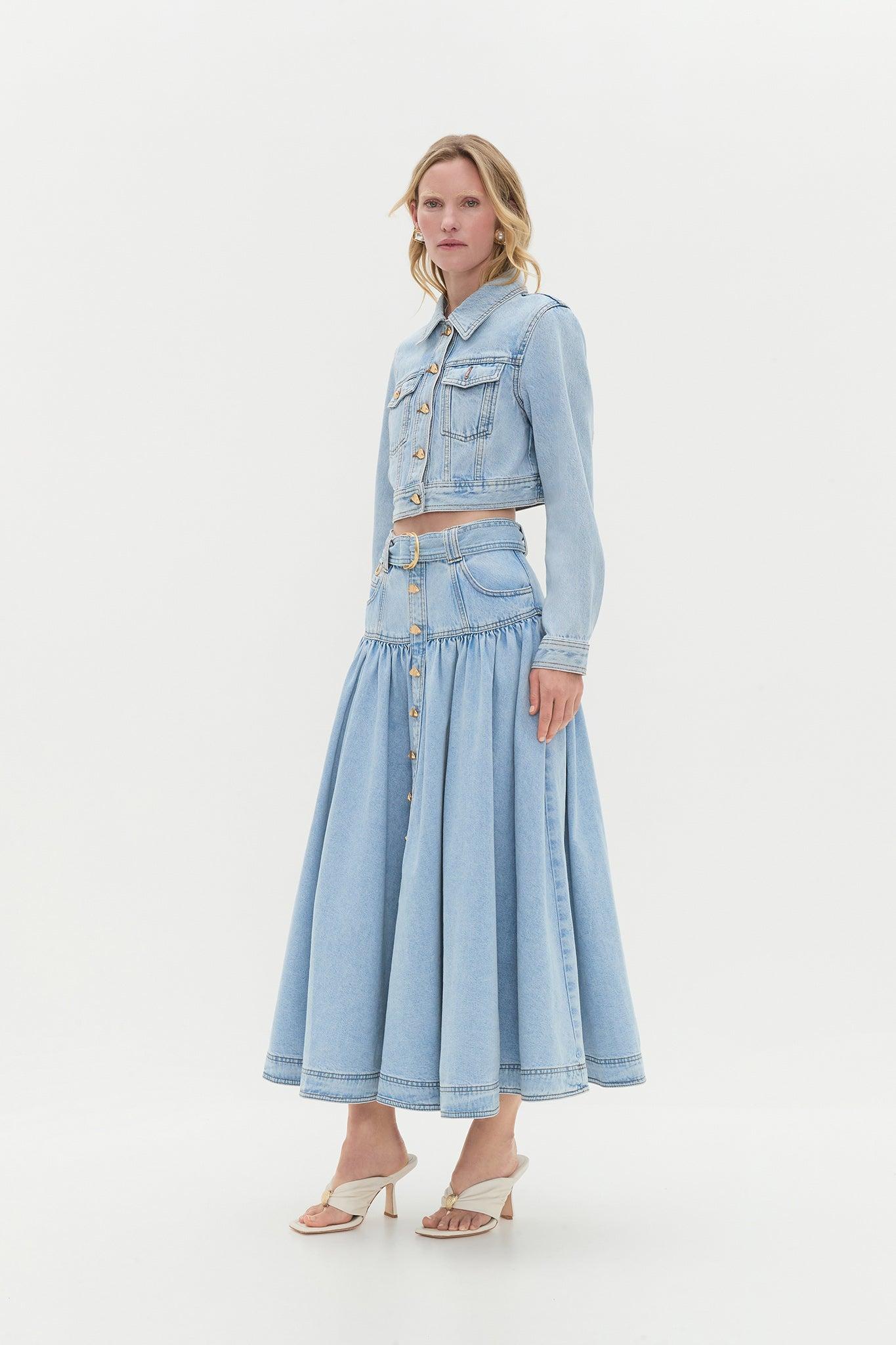 Elena Denim Midi Skirt Product Image