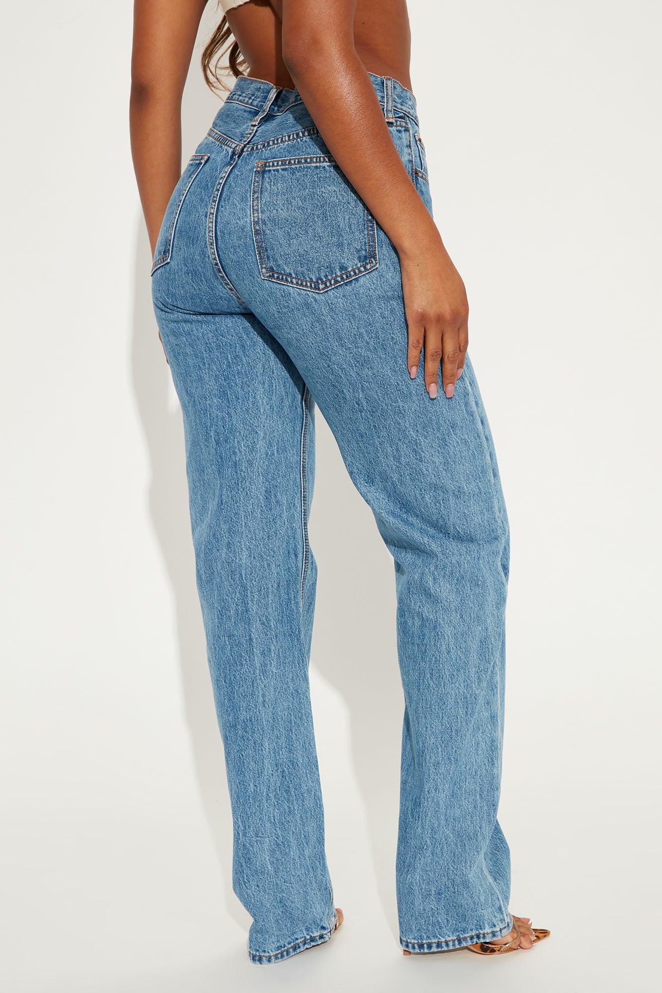 Tall Crossover Straight Leg Jeans - Medium Wash Product Image