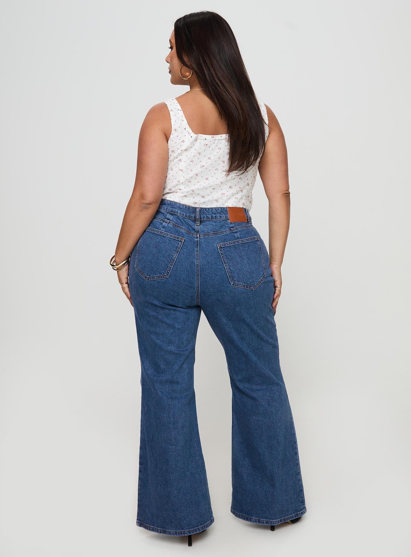 Lucille High Rise Flared Jeans Mid Wash Curve Product Image