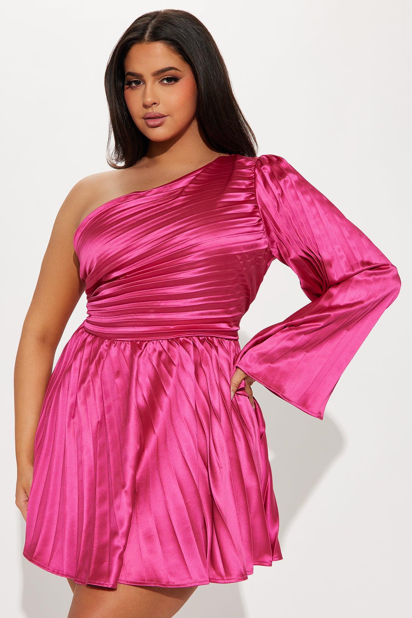 Molly Pleated Mini Dress - Magenta Product Image