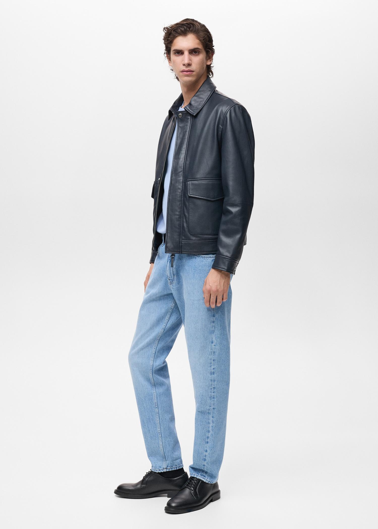 Tapered-fit selvedge jeans - Men | MANGO USA Product Image