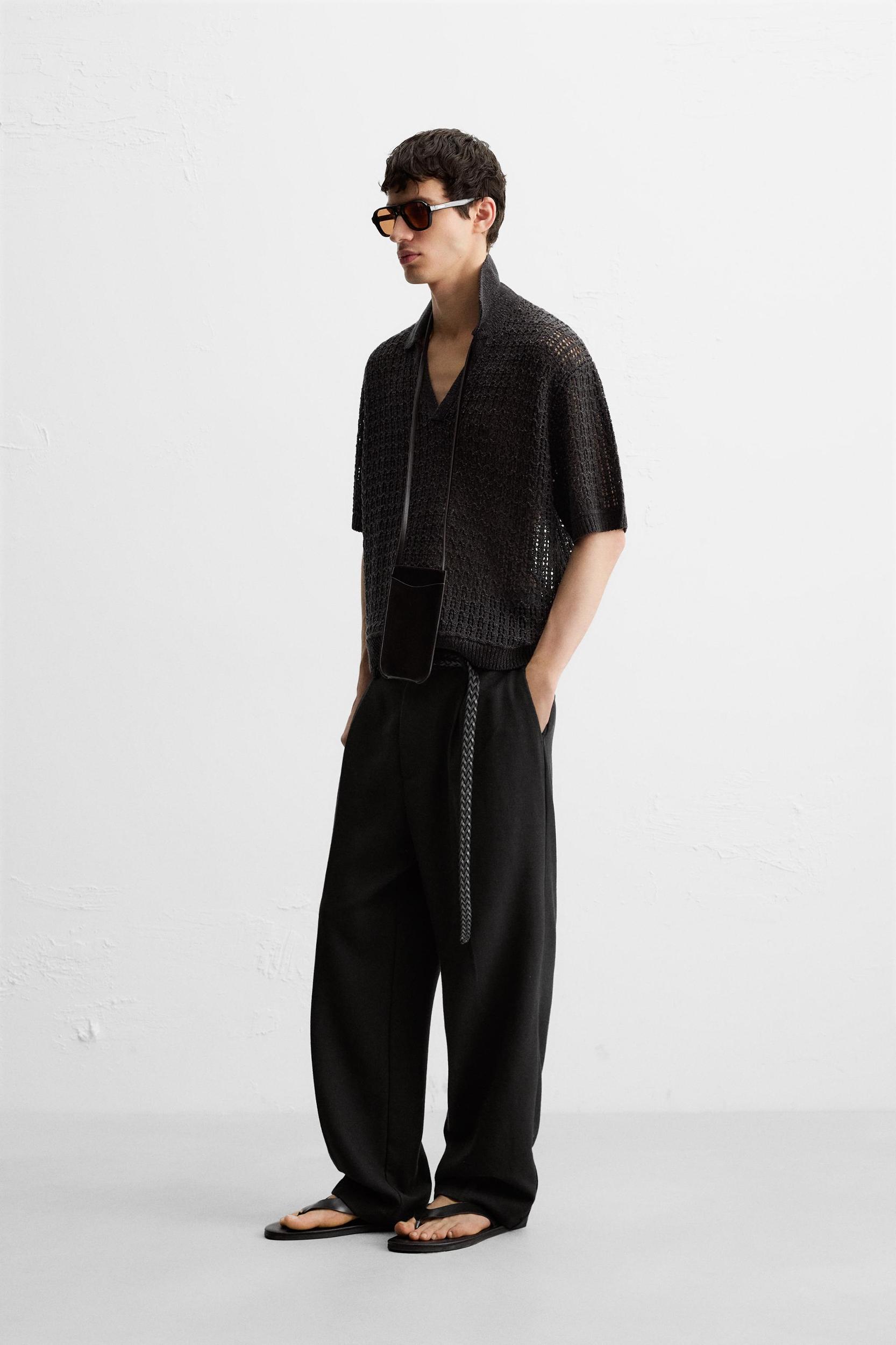 OPEN KNIT POLO SHIRT Product Image