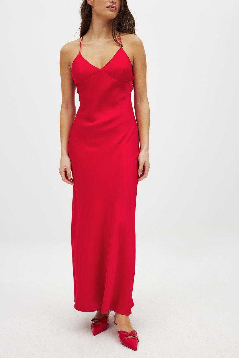 Satin Slip Dress Red Product Image