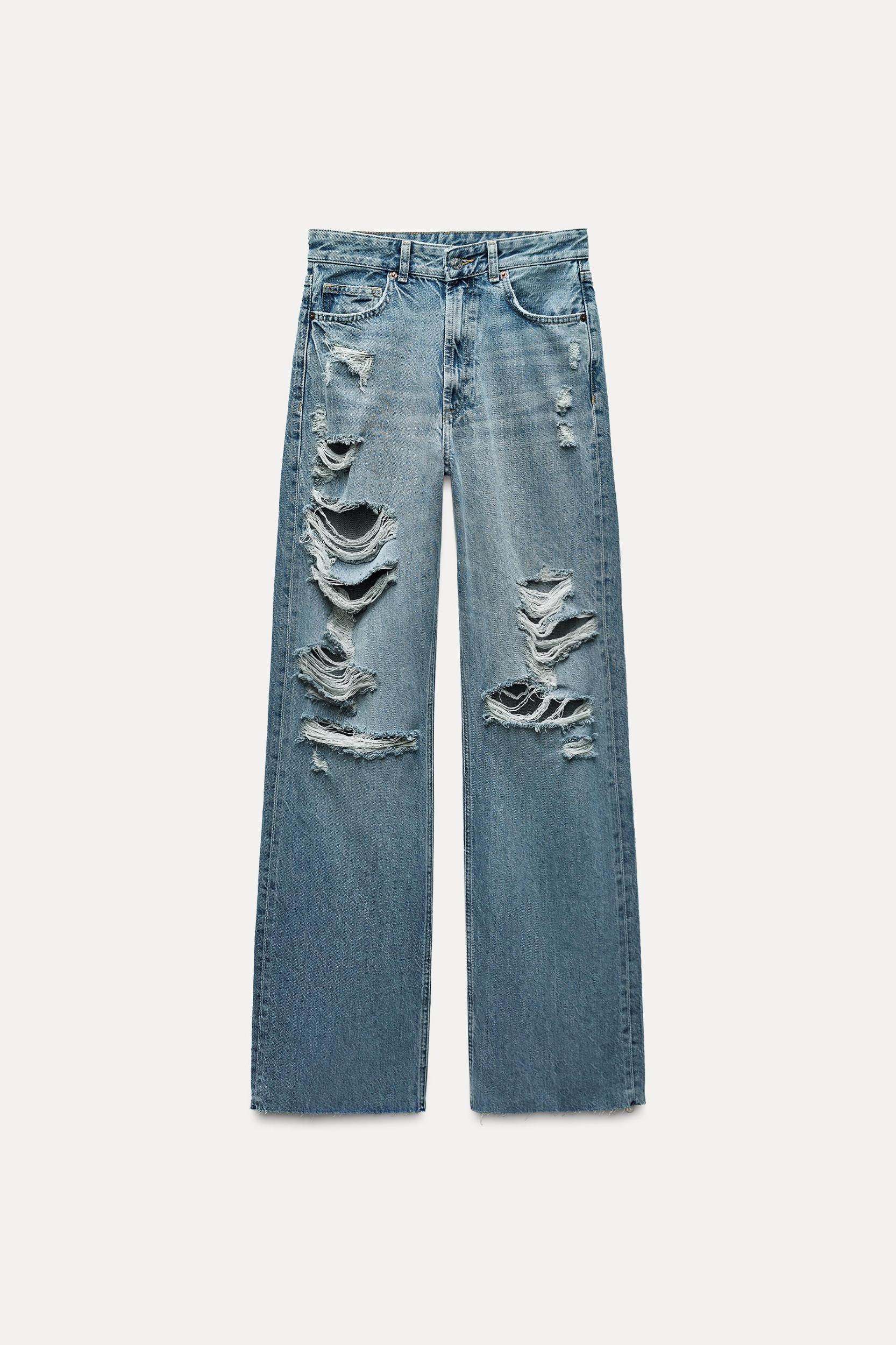 TRF HIGH RISE WIDE LEG RIPPED JEANS Product Image