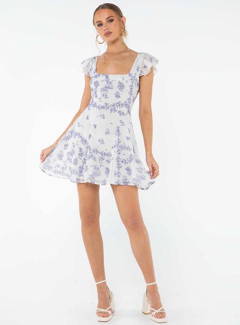 Dream Away Mini Dress Blue Multi Product Image