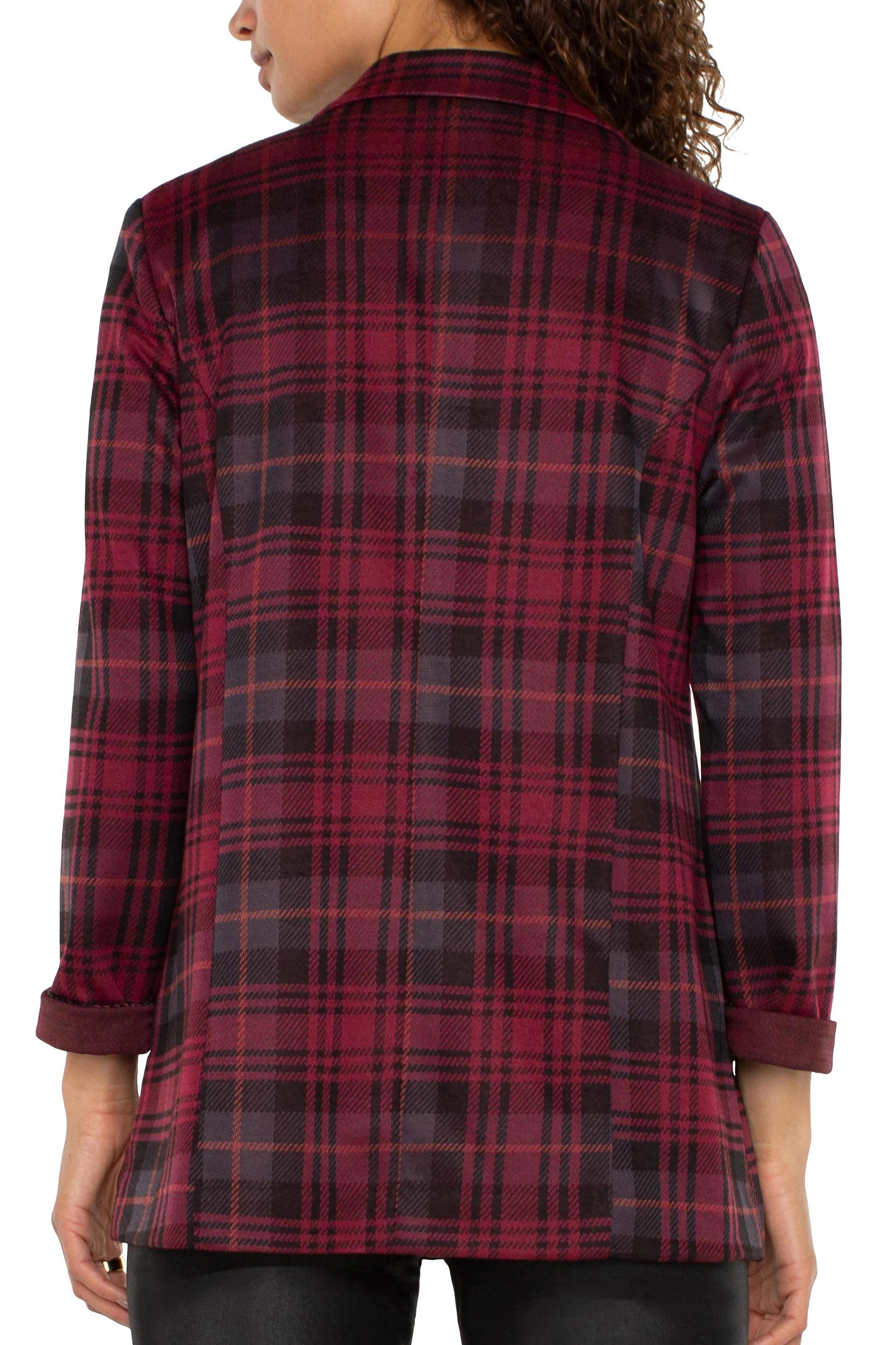 Boyfriend Blazer -  Blackberry tartan plaid Product Image