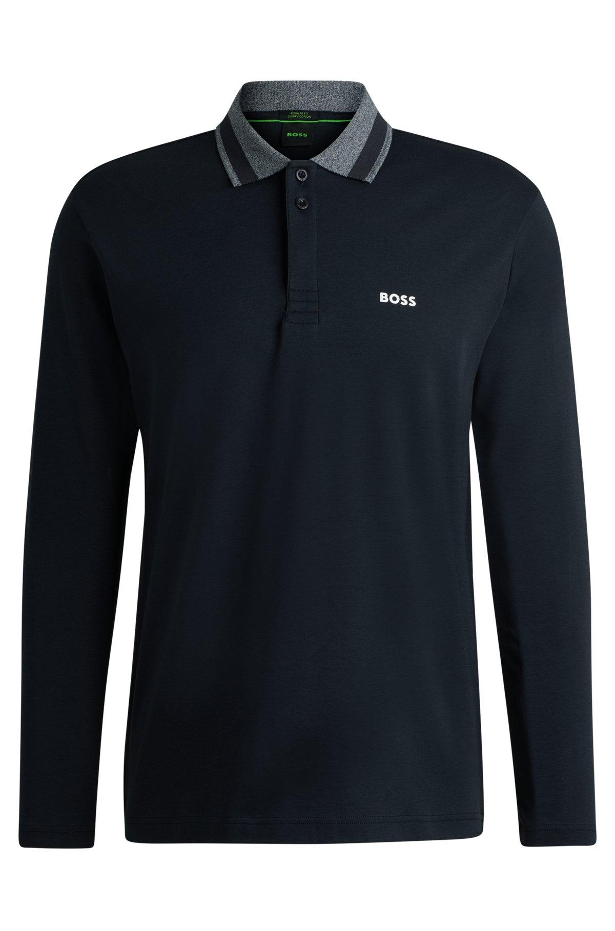 Interlock-cotton polo shirt with contrast logo Product Image