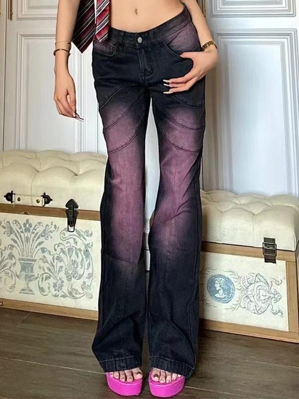 Ombre Purple Low Waist Flare Jeans Product Image