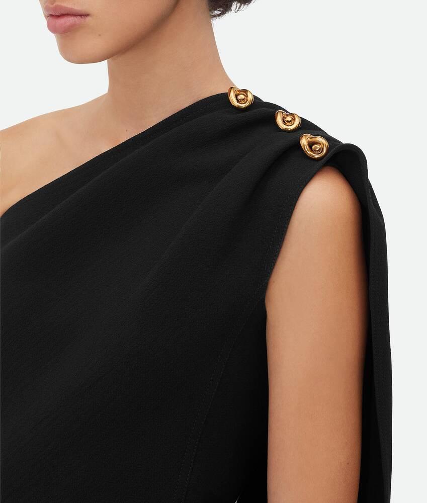 Women's Wool Viscose Crepe Top  in Black Product Image