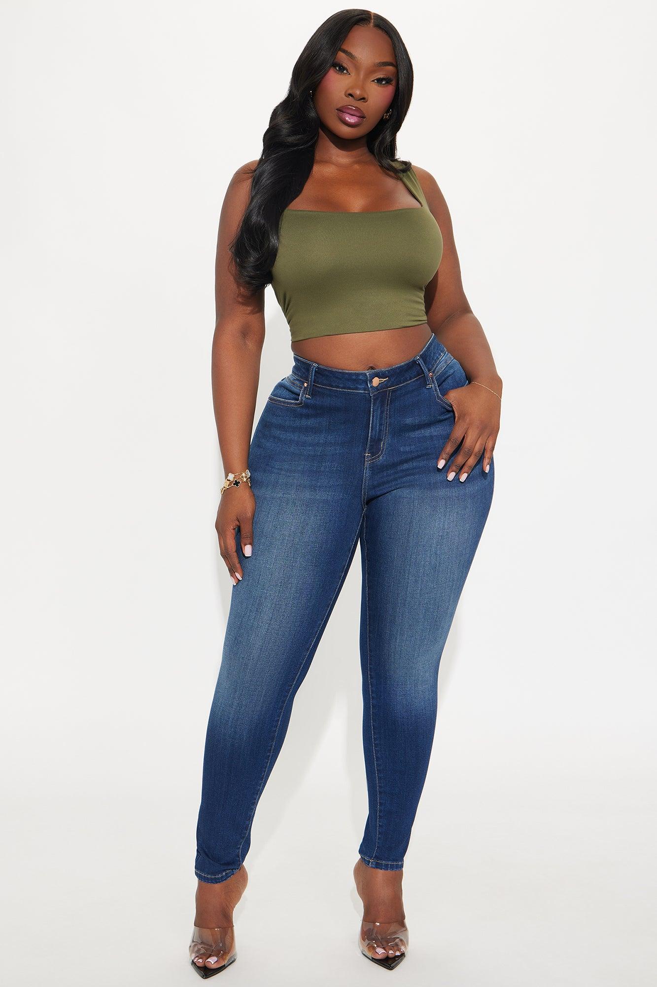 Do My Best Premium Low Waist Skinny Jeans - Dark Wash Female Product Image