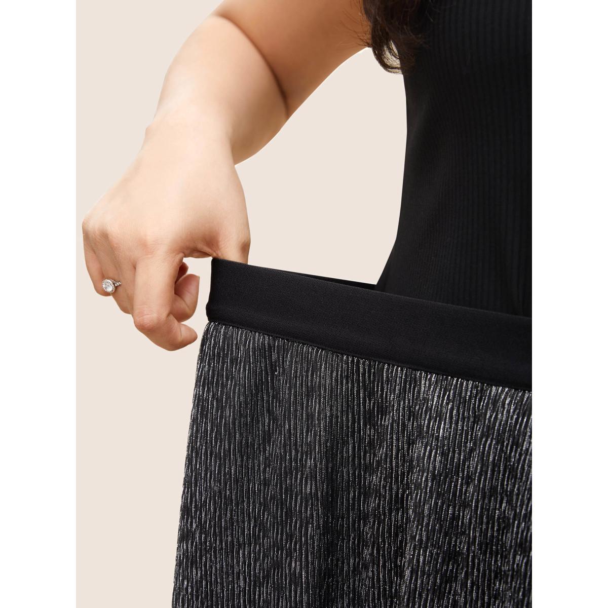 Plus Size Glitter Mesh Patchwork Texture Pocket Skirt Women Black Cocktail Non No stretch Slanted pocket Party Skirts BloomChic 26/4X Product Image