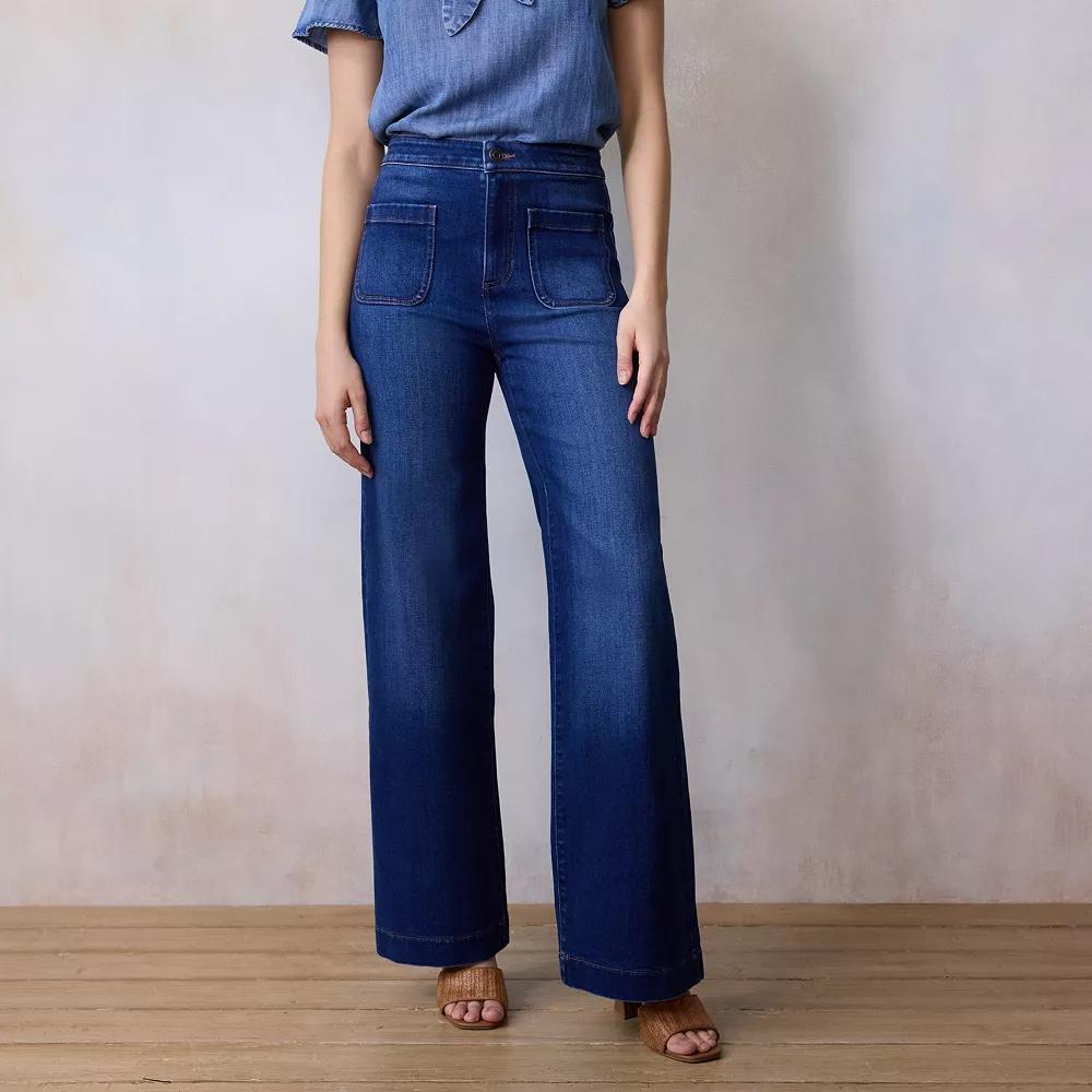 Women's LC Lauren Conrad Super High Rise Wide Leg Denim Trousers, Size: 16, Allison Wa Product Image
