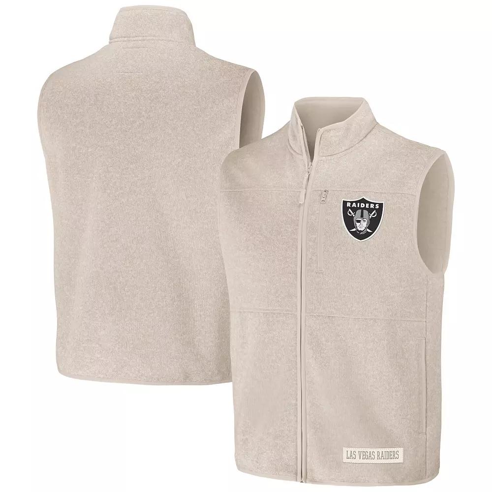 Men's NFL x Darius Rucker Collection by Fanatics Oatmeal Las Vegas Raiders Full-Zip Sweater Vest,  Product Image