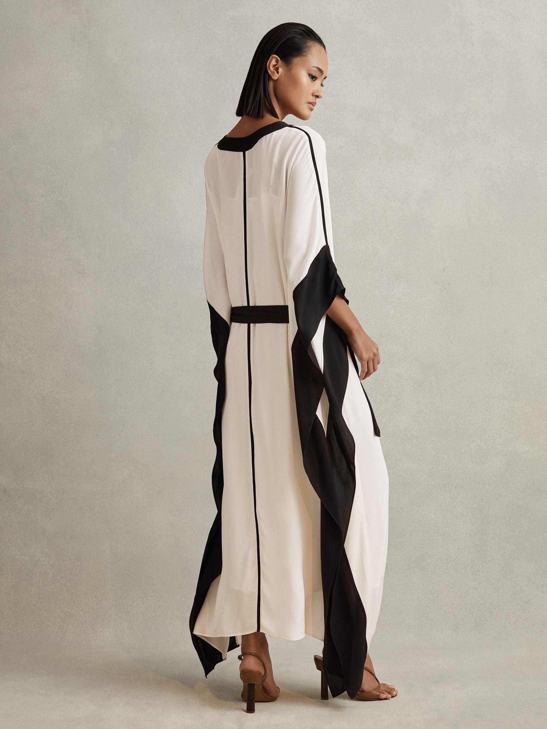 Colourblock Draped Maxi Dress in Cream/Black Product Image