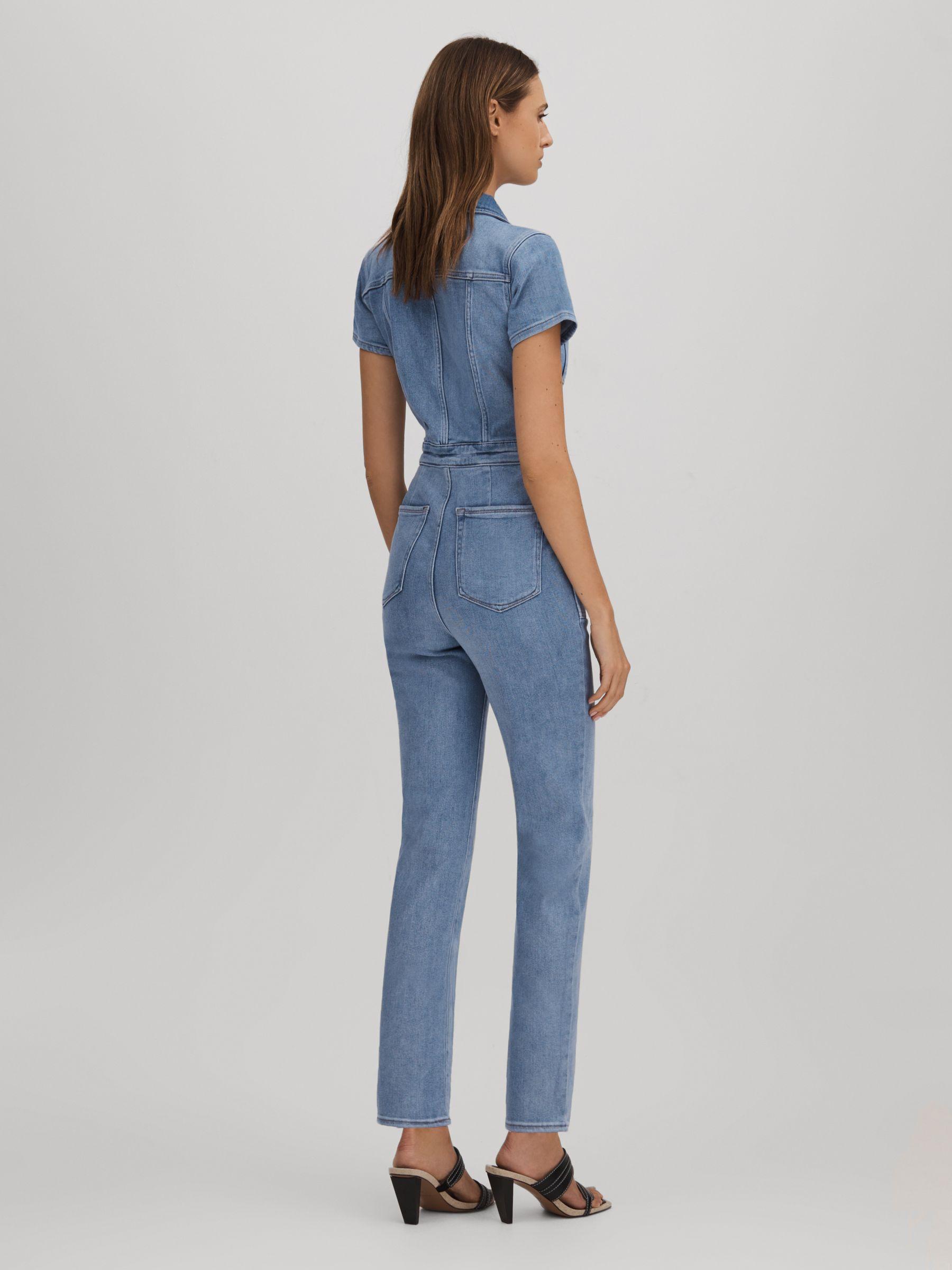 Good American Denim Skinny Jumpsuit in Mid Blue Product Image