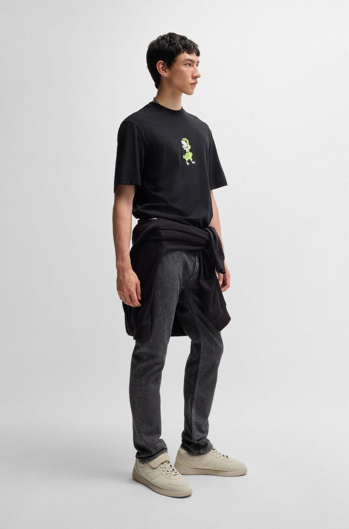 Slim-fit jeans in black stonewashed stretch denim Product Image