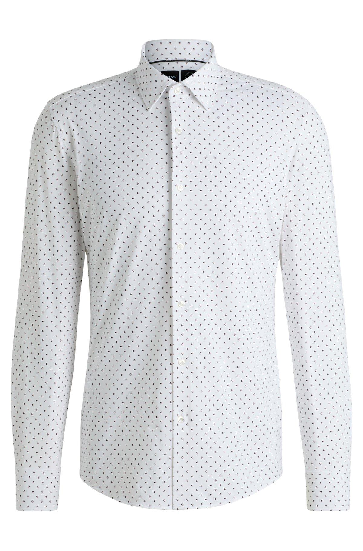 Slim-fit shirt in geometric-print performance-stretch fabric Product Image