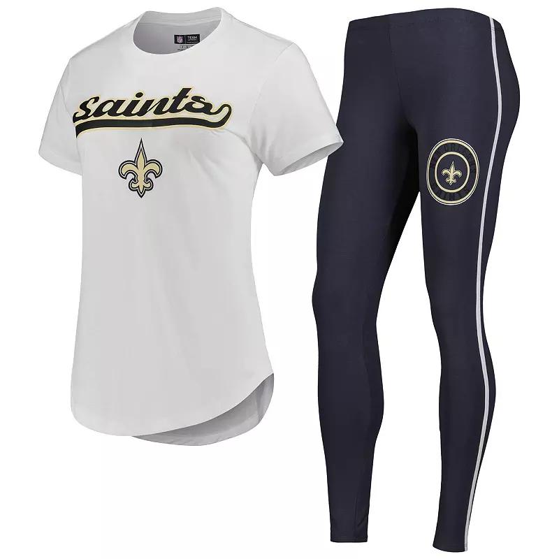 Women's Concepts Sport White/Charcoal New Orleans Saints Sonata T-Shirt & Leggings Sleep Set,  Product Image