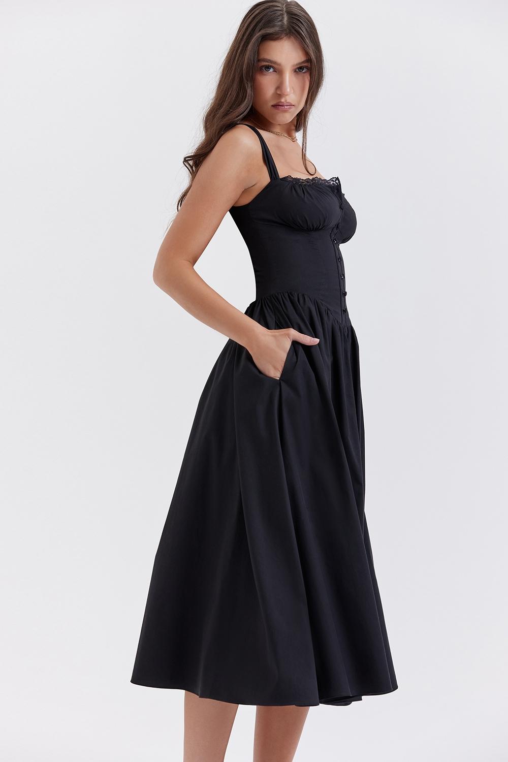 Tatiana  black midi sundress - sale Product Image
