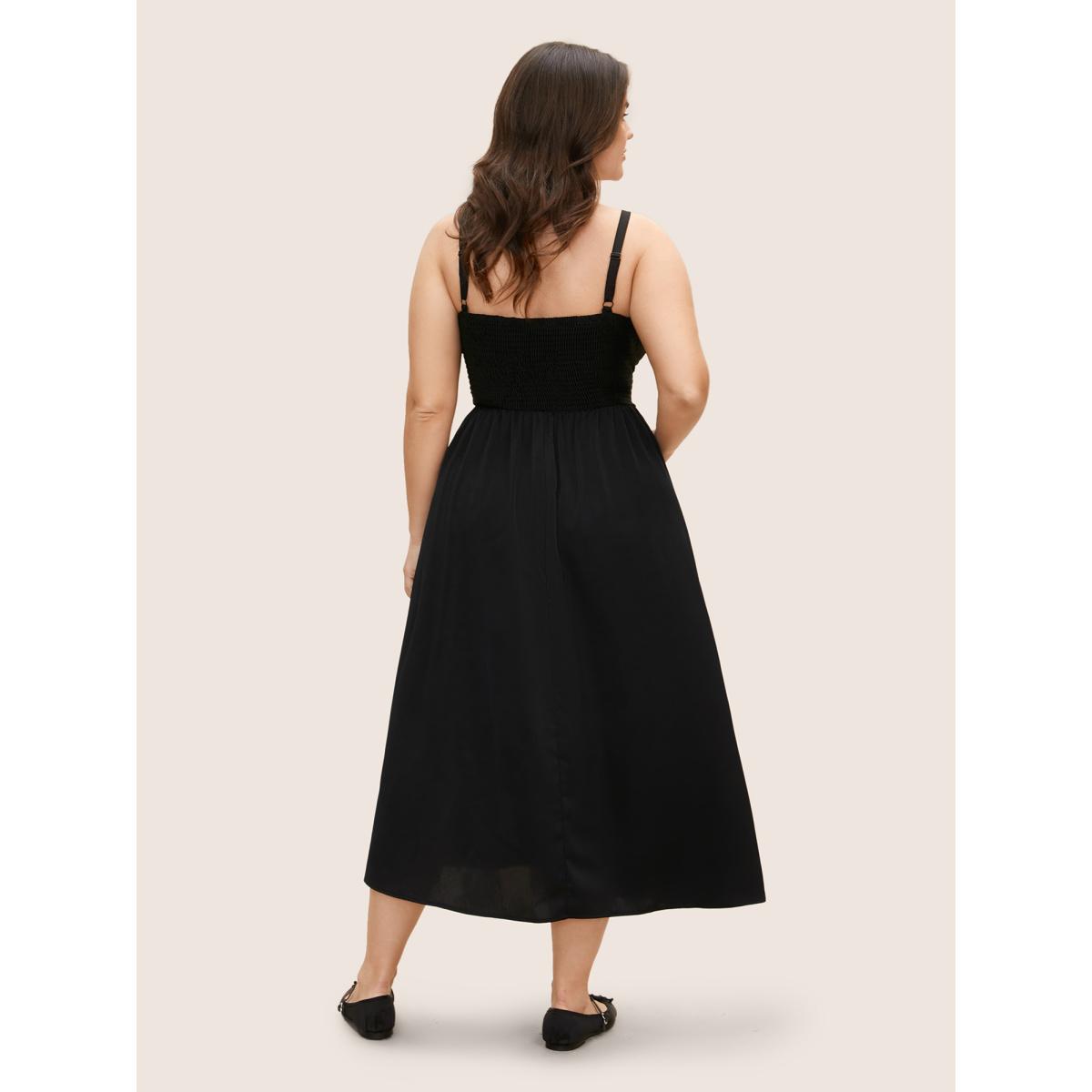 Plus Size Crochet Lace Tie Knot Shirred Maxi Dress Black Women Cocktail Non Sleeveless Curvy BloomChic 26/4X Product Image