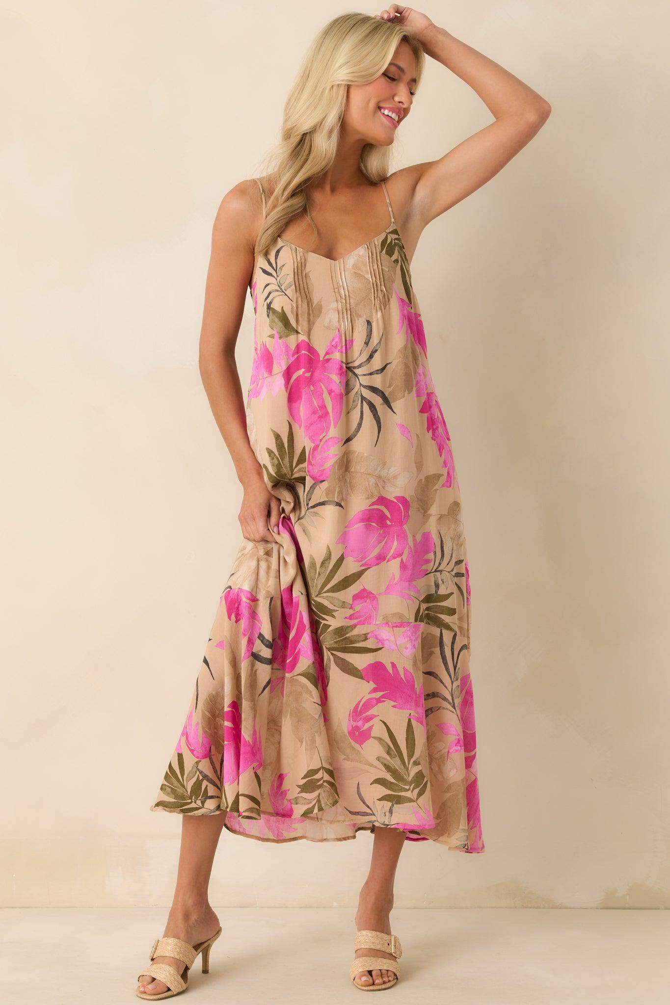 Z Supply Tan Multi Print Benson Tropical Maxi Dress Product Image