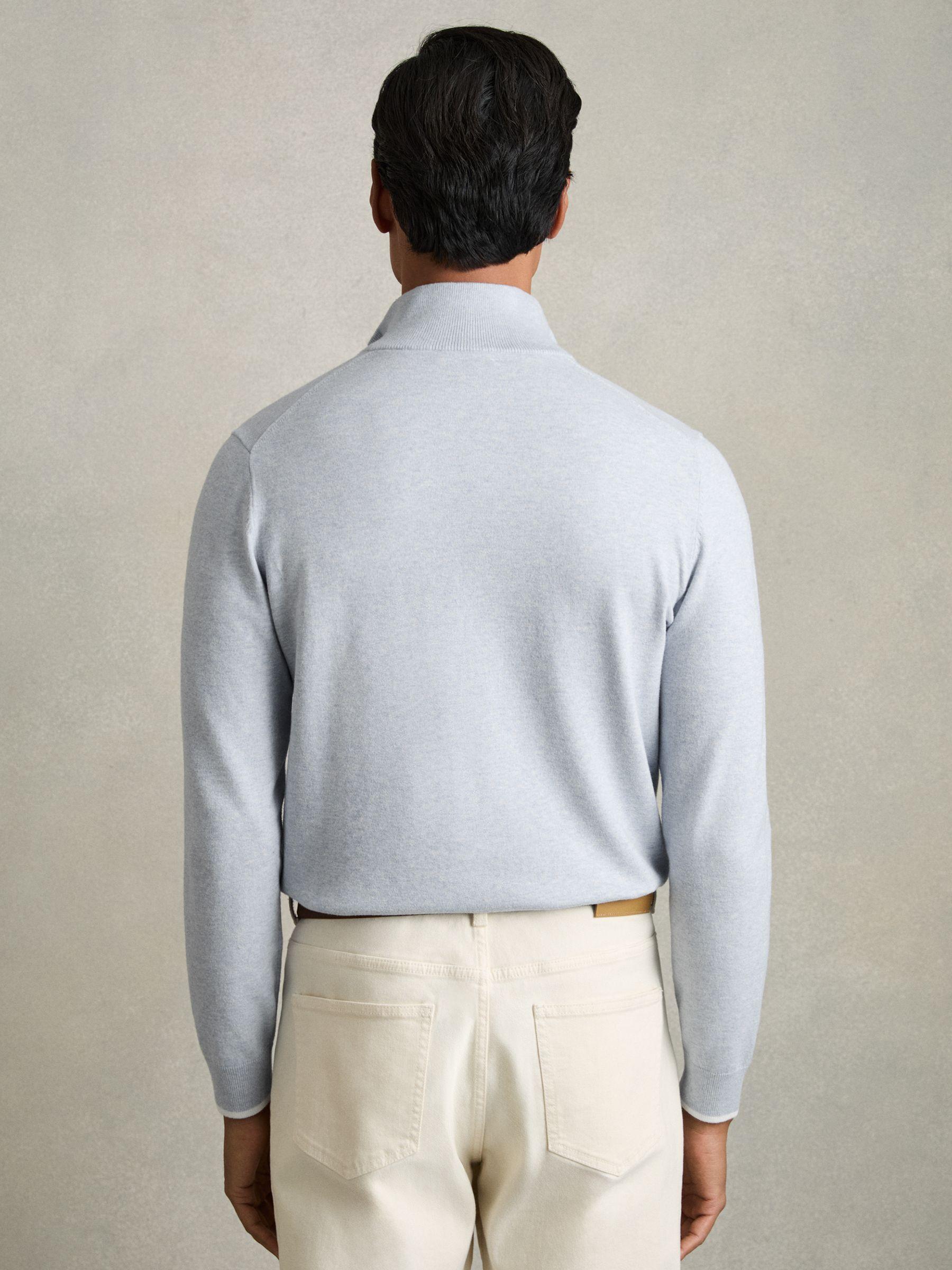 Cotton-Blend Half-Zip Jumper in Soft Blue Product Image