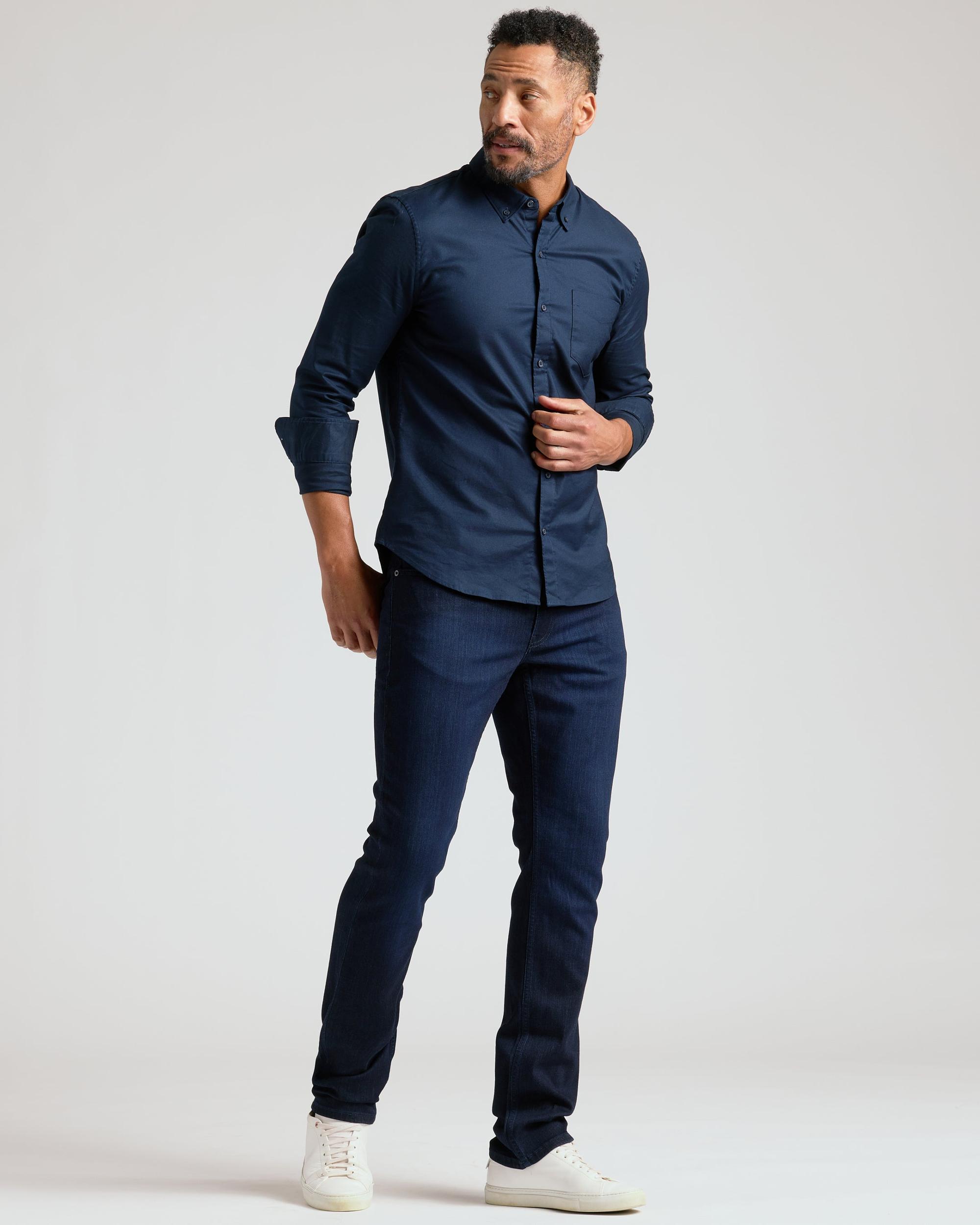 Indigo Wash Straight Comfort Stretch Jeans Product Image