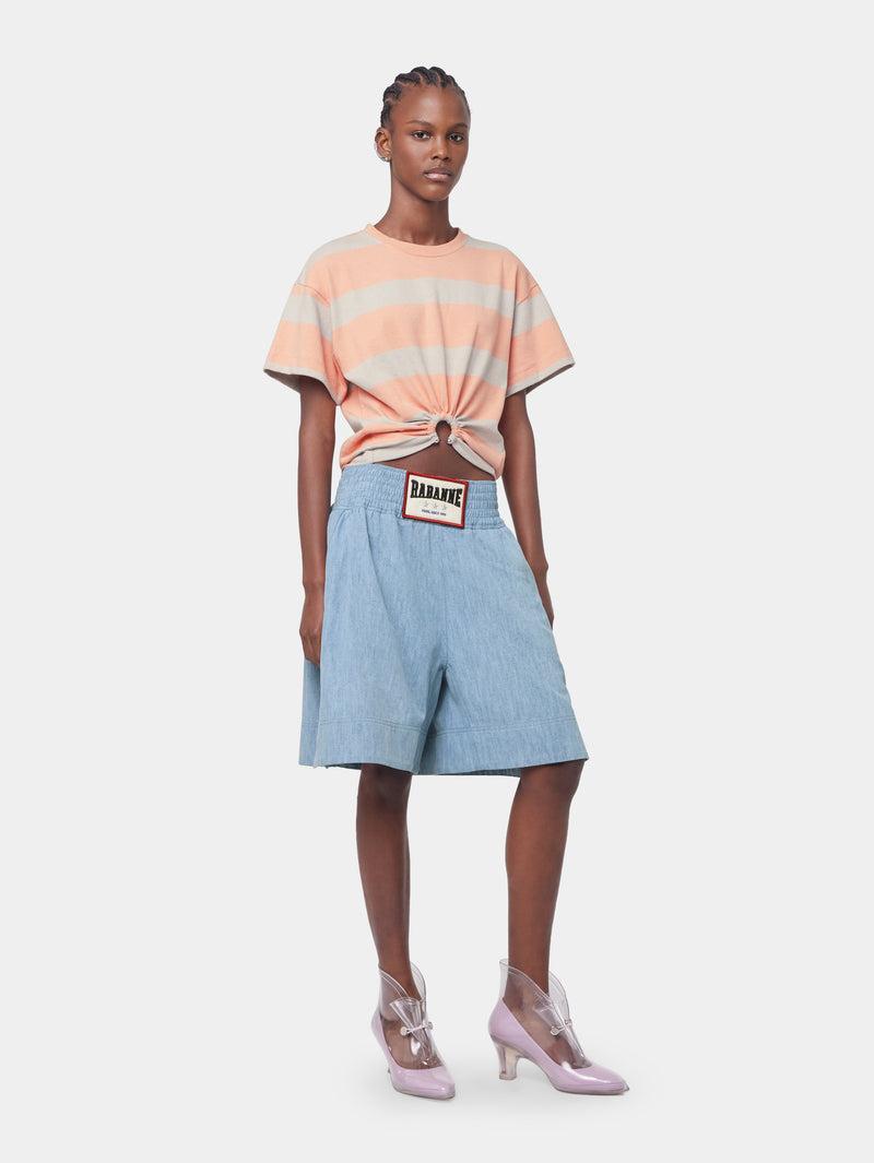 PEACH STRIPED TEE-SHIRT PIERCING IN COTTON JERSEY Product Image