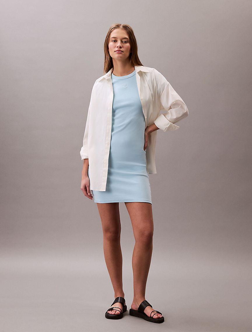 Cotton Contour Rib Monogram Logo Mini Dress Product Image