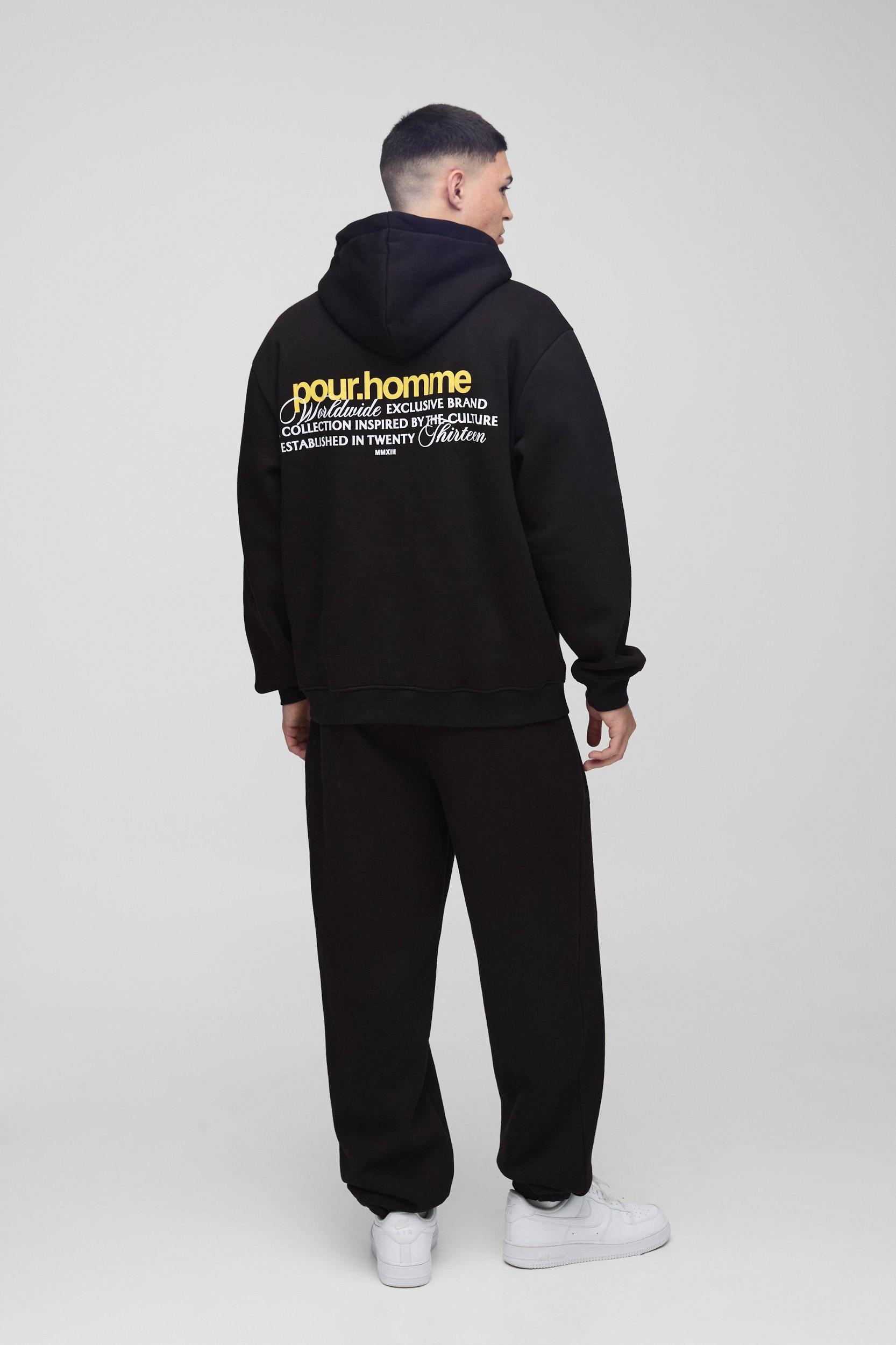 Oversized Homme Zip Through Hooded Tracksuit | boohooMAN USA Product Image