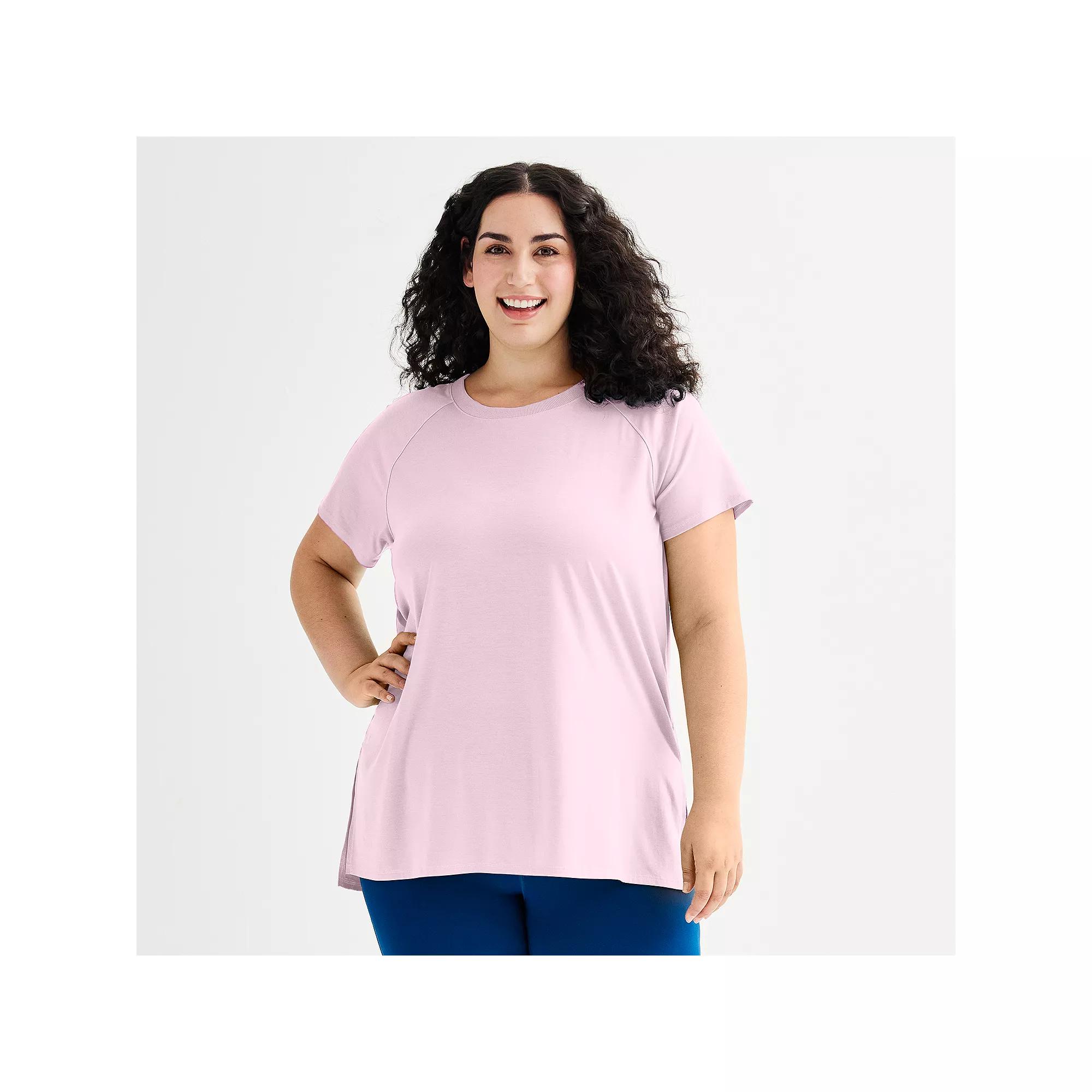 Plus Size Tek Gear® Short Sleeve Tunic Tee, Women's, Size: 2XL, Maria Pink Product Image