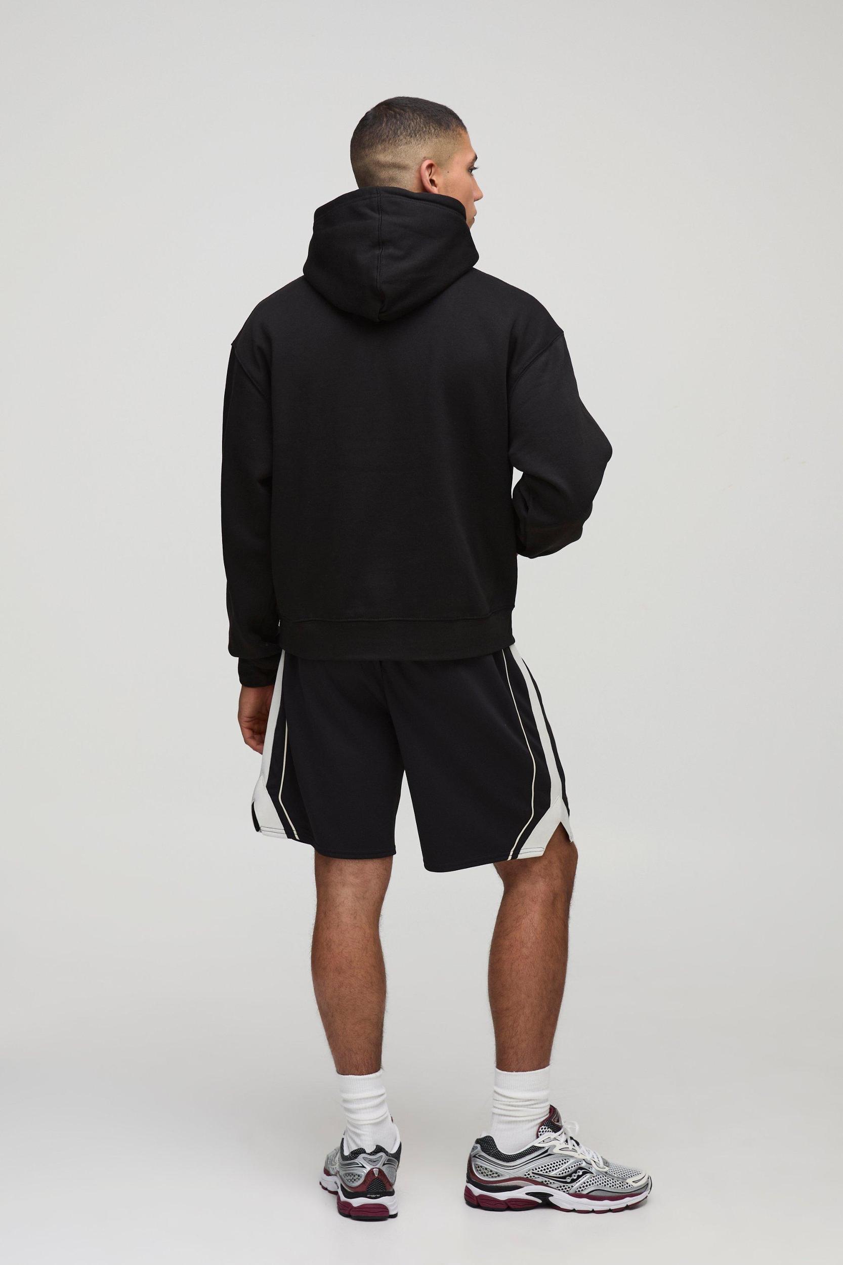 Oversized Boxy Moto Faux Graphic Hoodie | boohooMAN USA Product Image