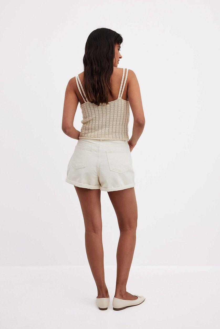 Fold Up Denim Shorts Black Product Image